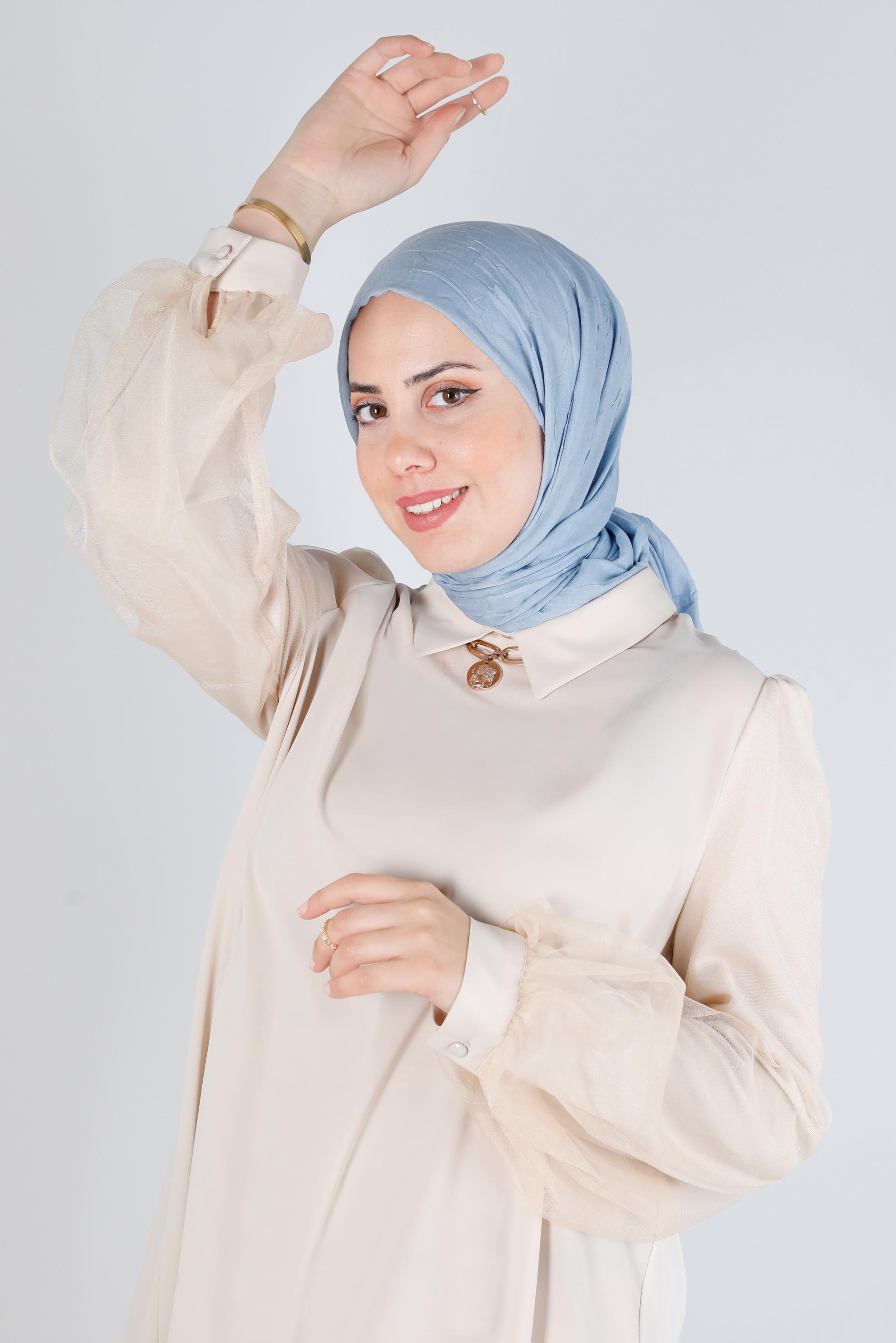 Tesettür giyim MAVİ ALVİNA BAMBU KRAŞ ŞAL 8145