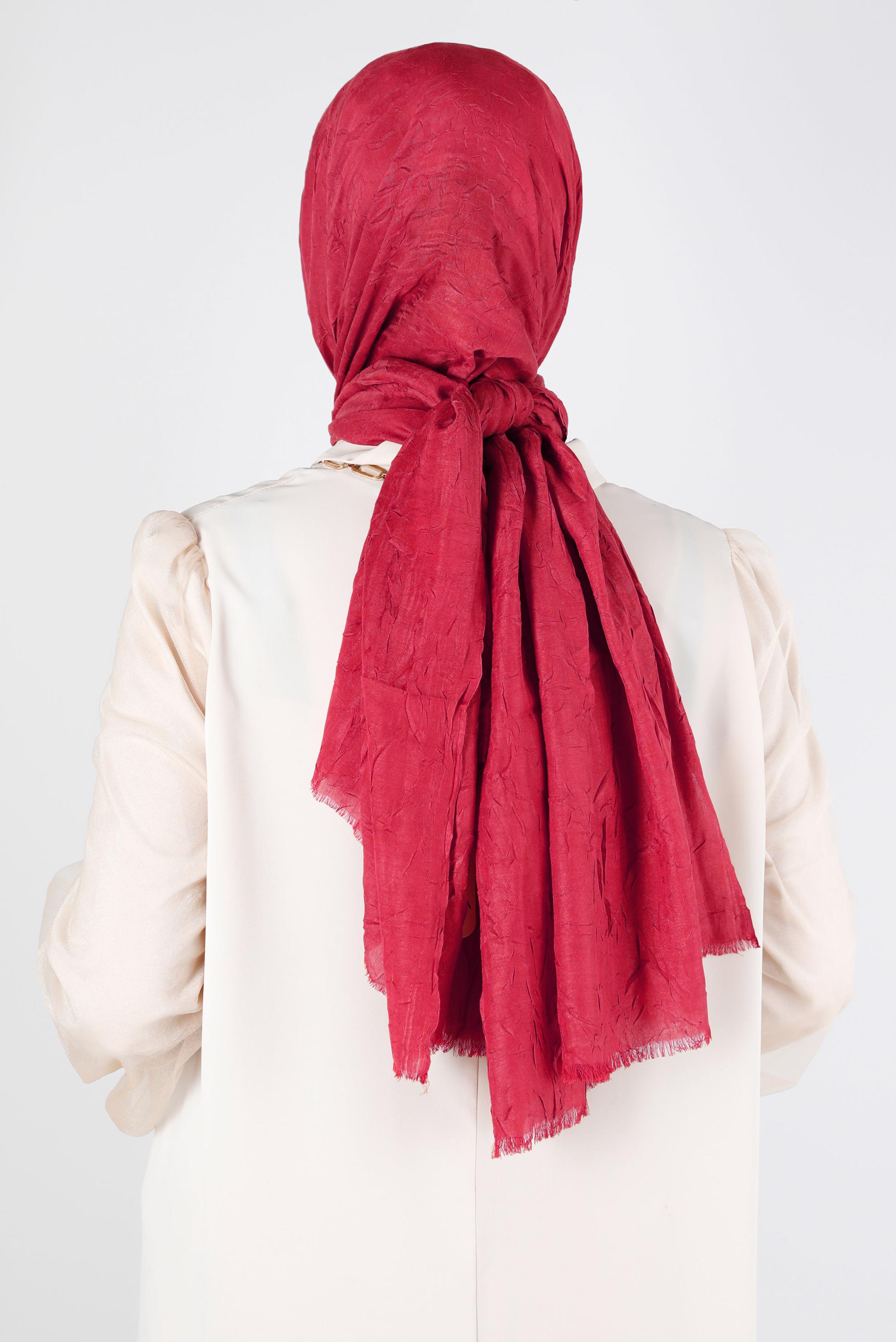 Tesettür giyim KIRMIZI ALVİNA BAMBU KRAŞ ŞAL 8145