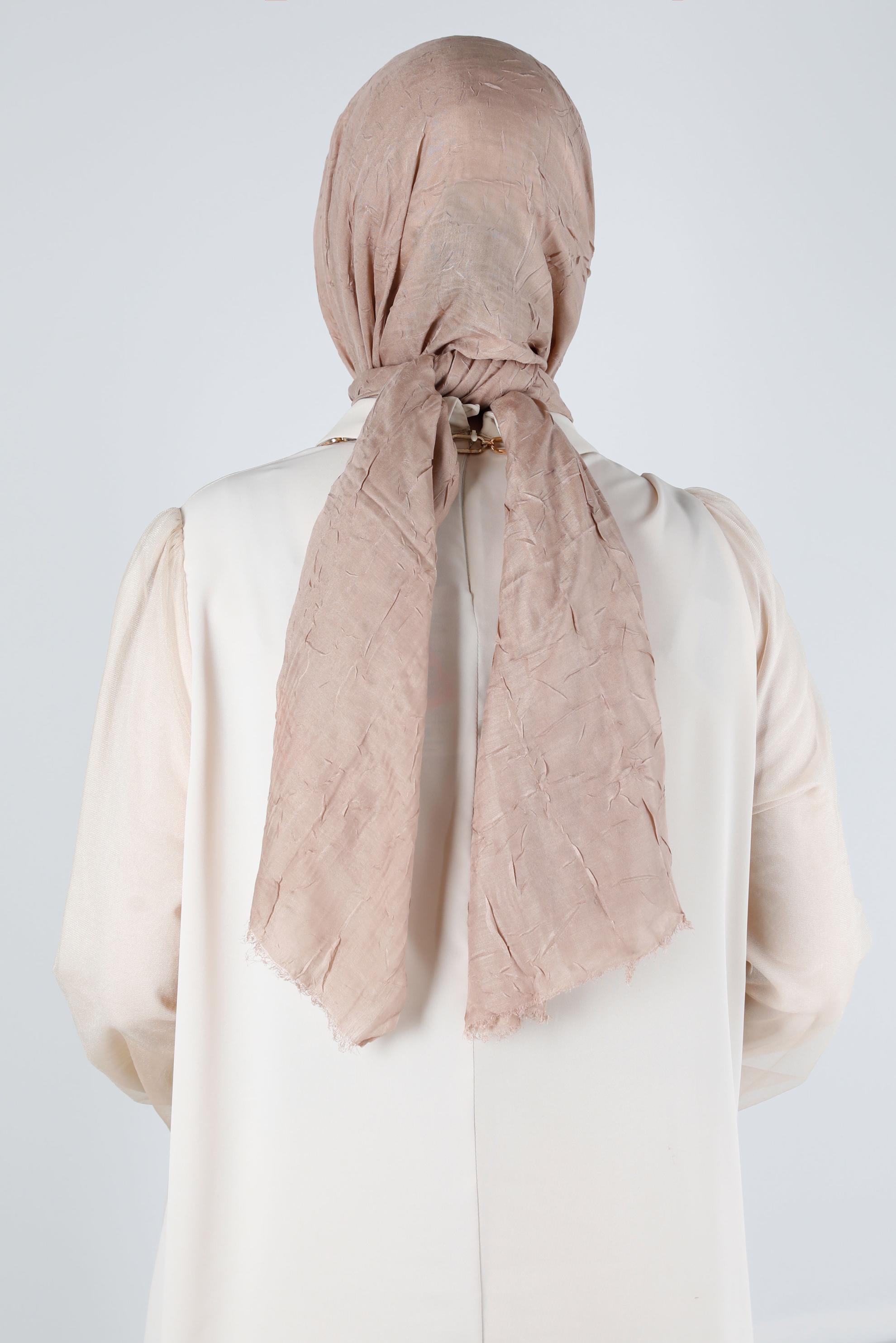 Tesettür giyim BEJ ALVİNA BAMBU KRAŞ ŞAL 8145