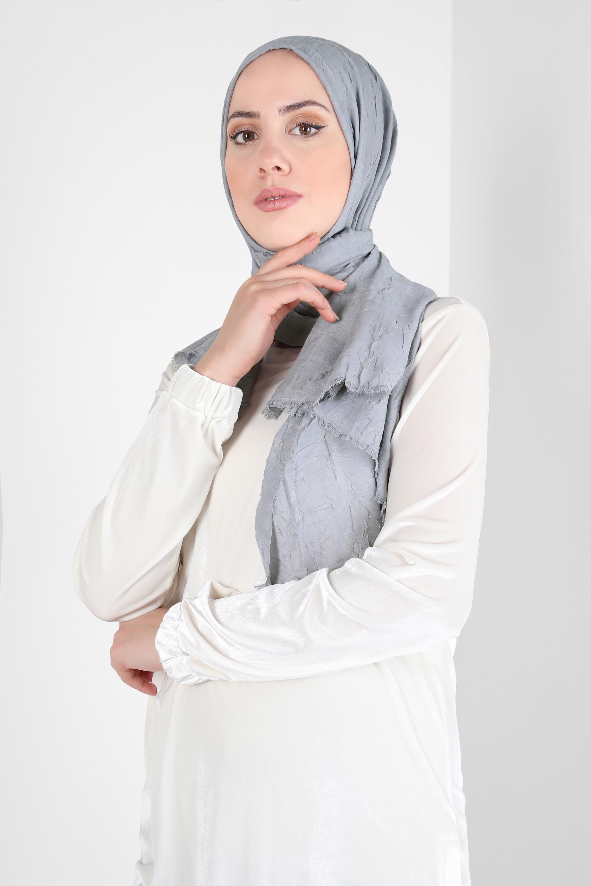 Tesettür giyim GRİ ALVİNA BAMBU KRAŞ ŞAL 8145