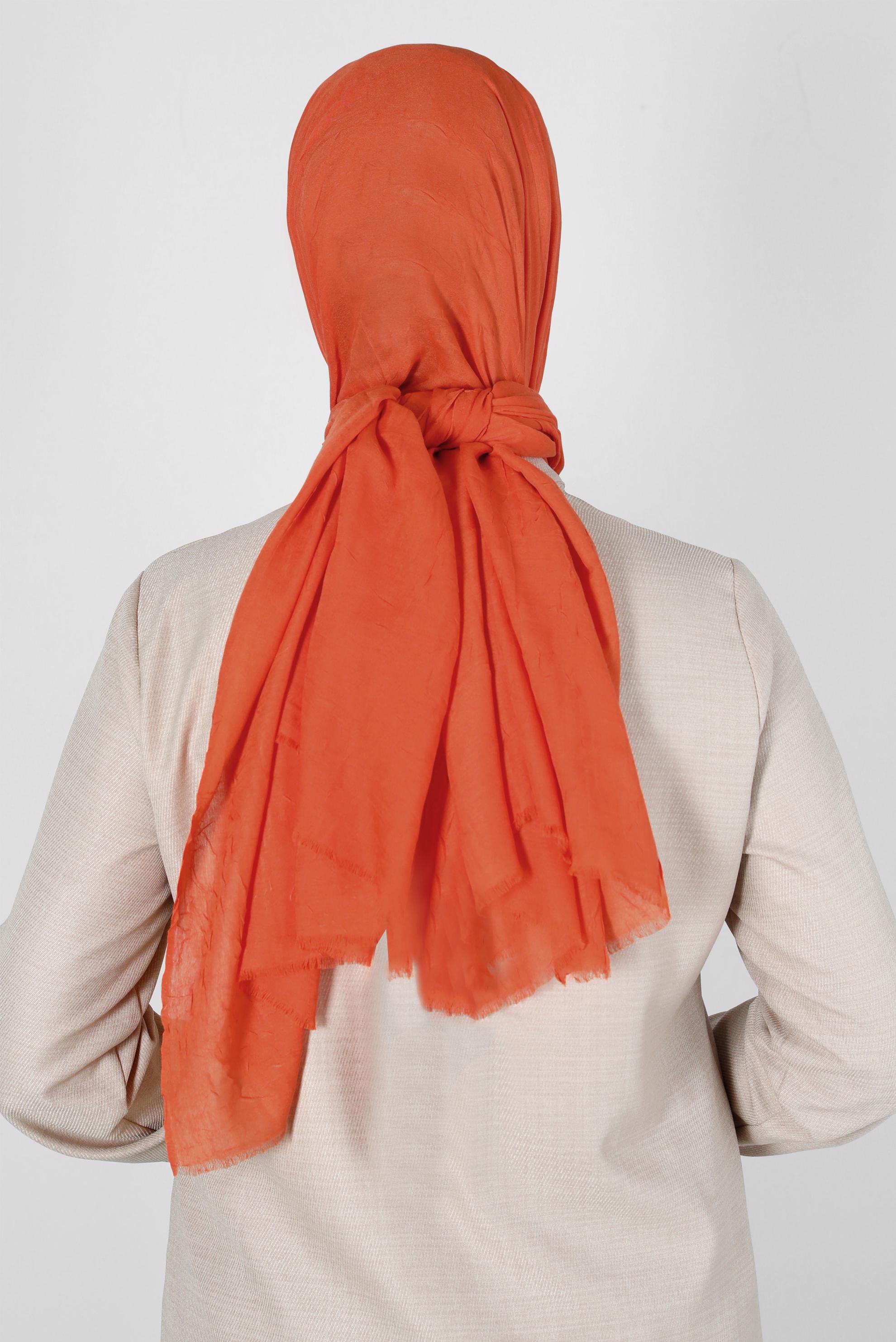 Tesettür giyim TURUNCU ALVİNA BAMBU KRAŞ ŞAL 8145