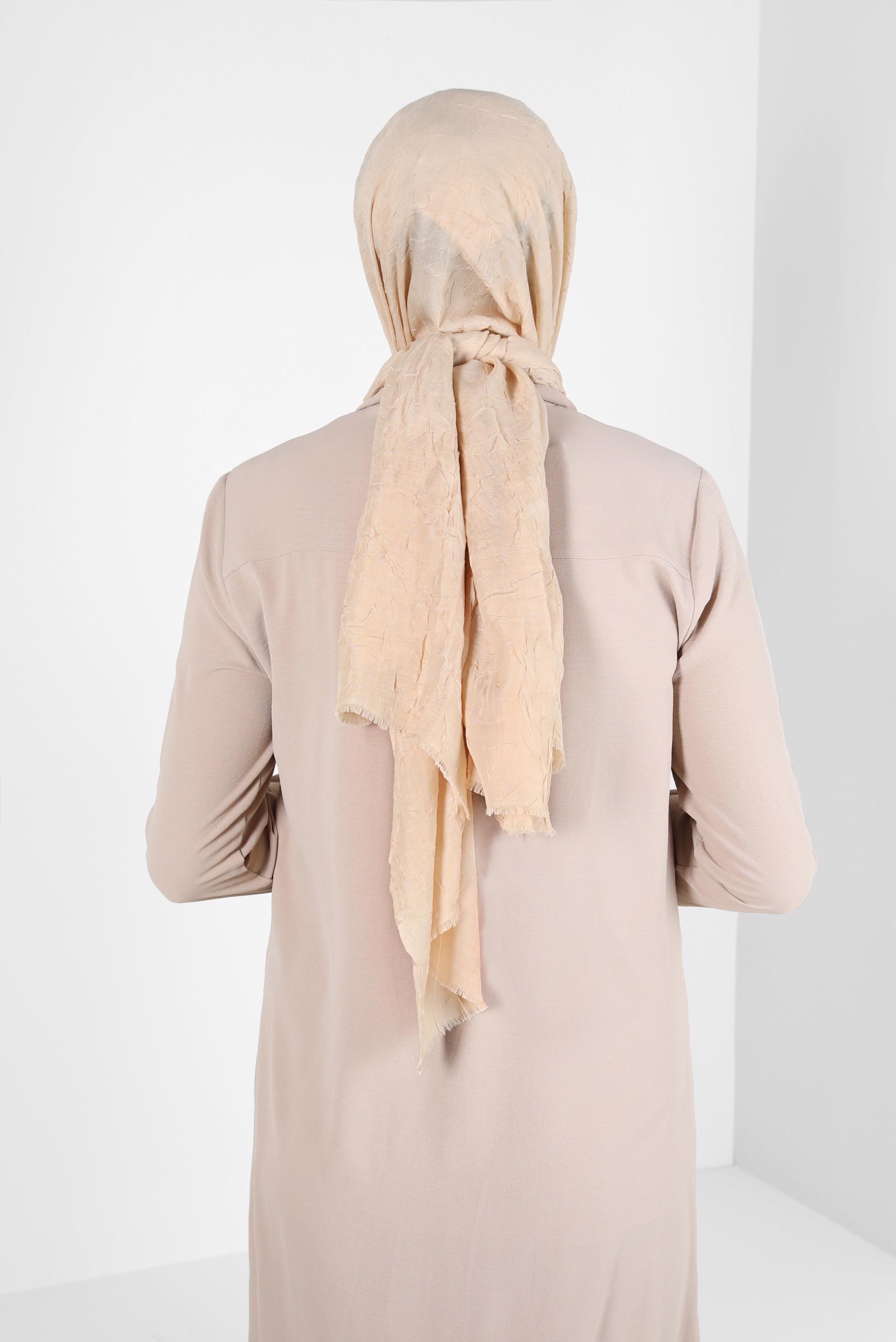 Tesettür giyim BEJ ALVİNA BAMBU KRAŞ ŞAL 8145