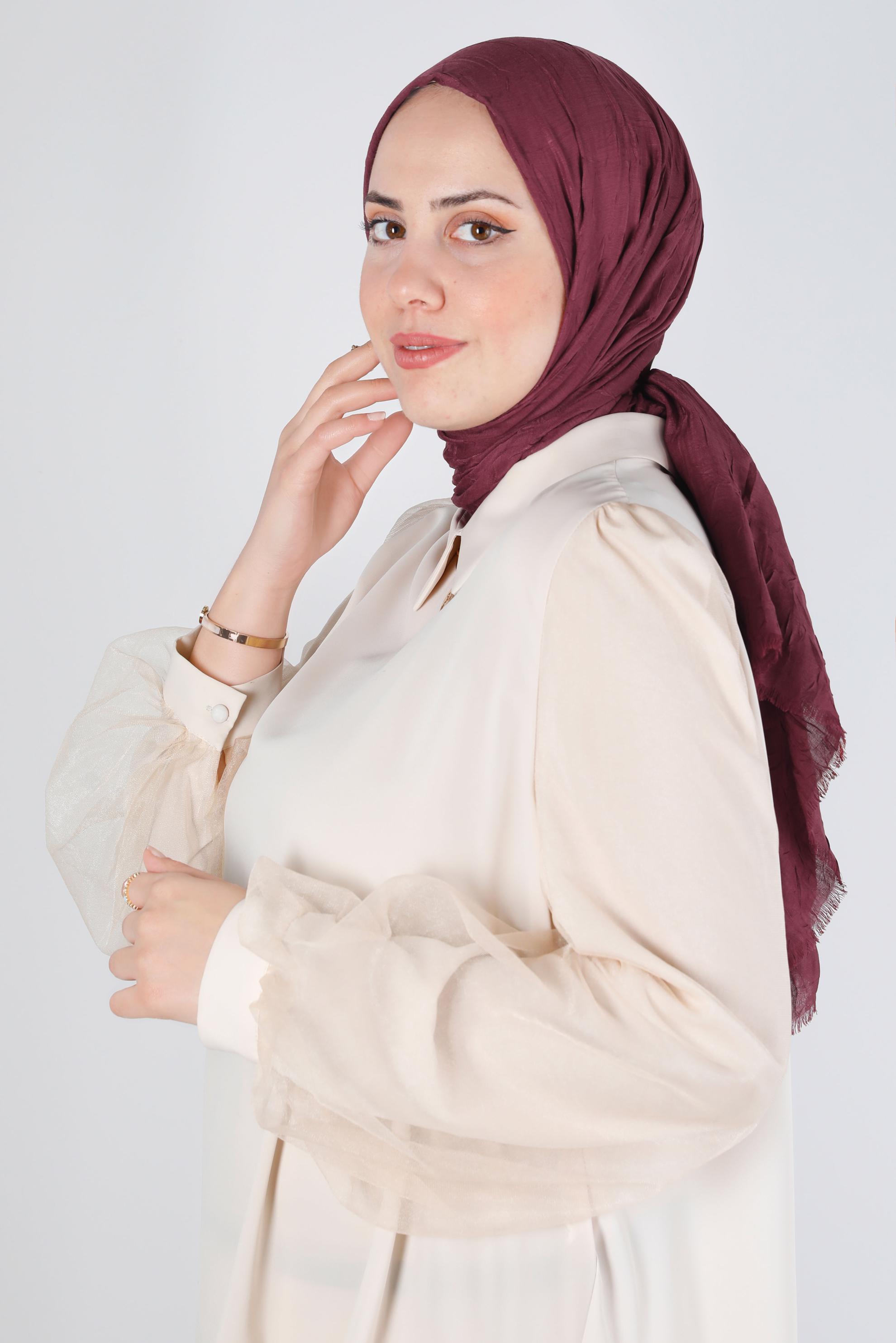 Tesettür giyim BORDO ALVİNA BAMBU KRAŞ ŞAL 8145