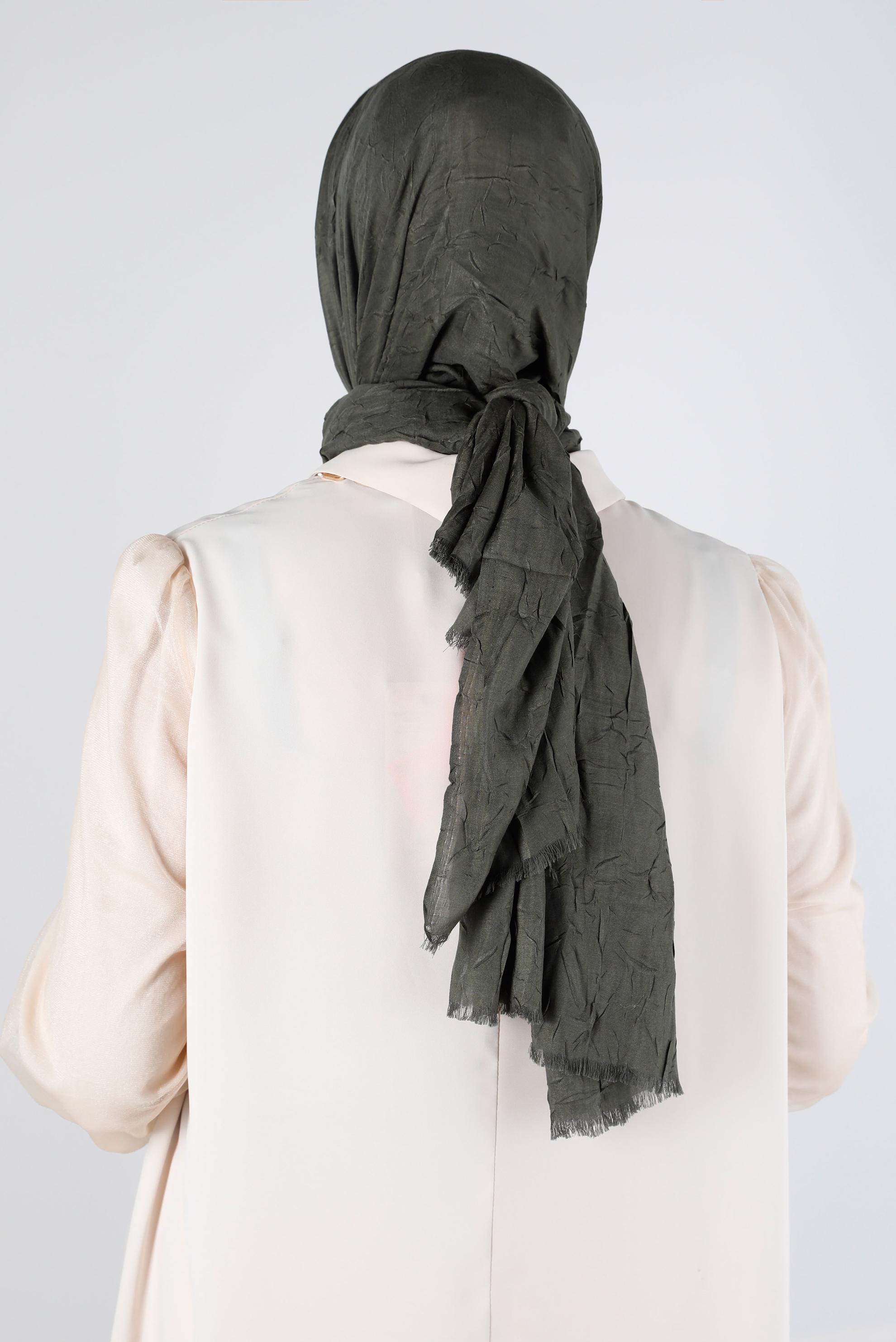 Tesettür giyim HAKİ ALVİNA BAMBU KRAŞ ŞAL 8145