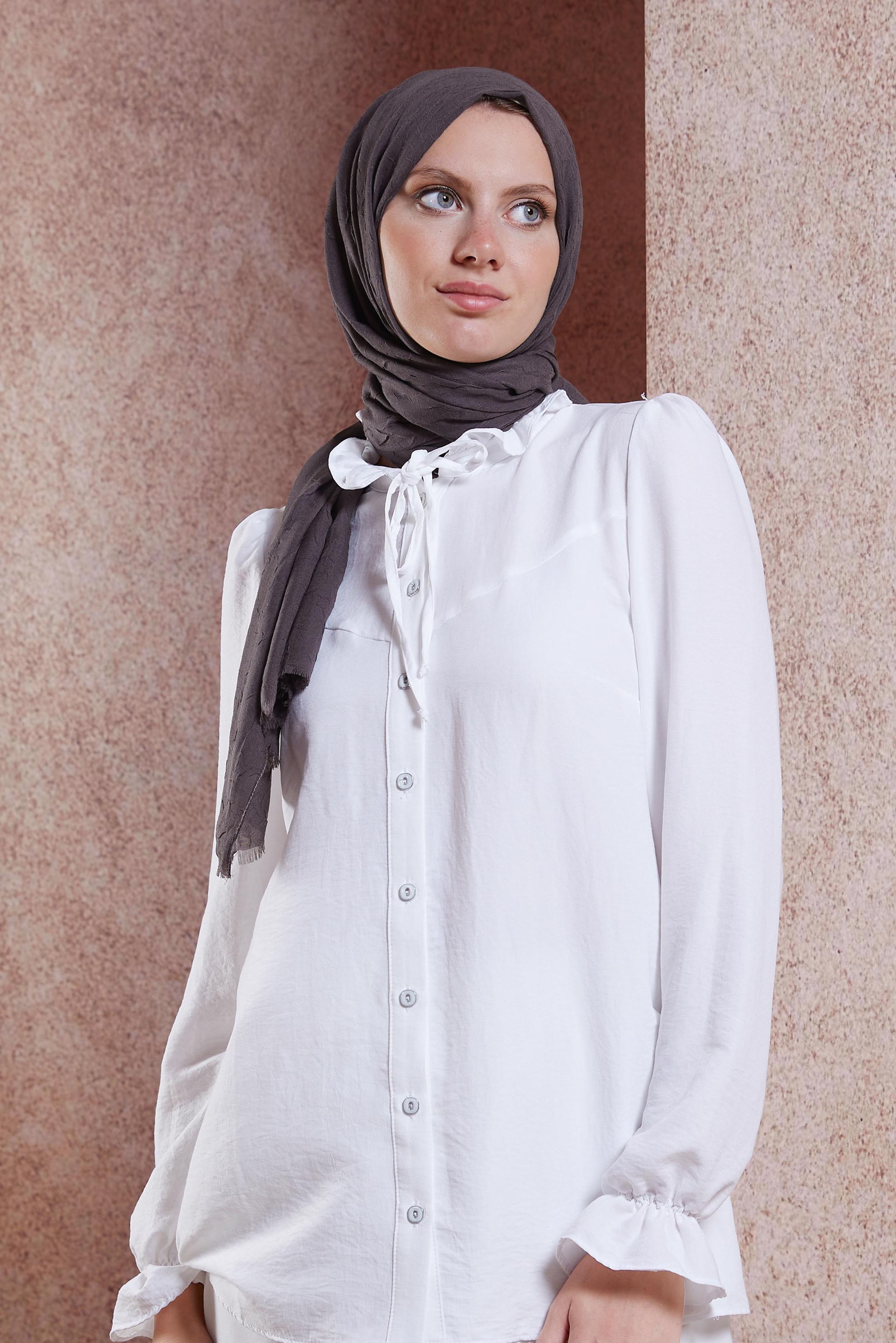 Tesettür giyim KAHVE ALVİNA BAMBU KRAŞ ŞAL 8145