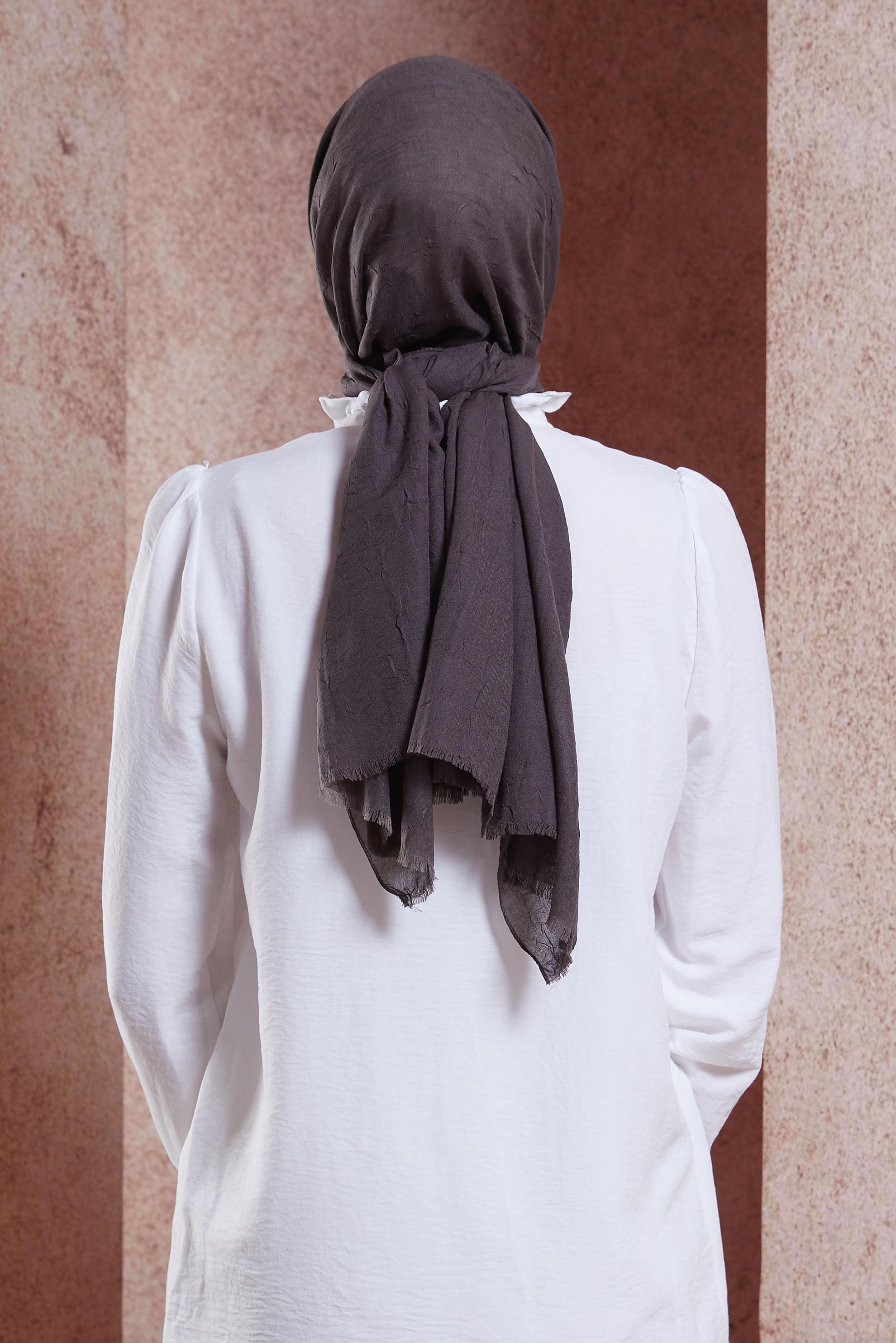 Tesettür giyim KAHVE ALVİNA BAMBU KRAŞ ŞAL 8145