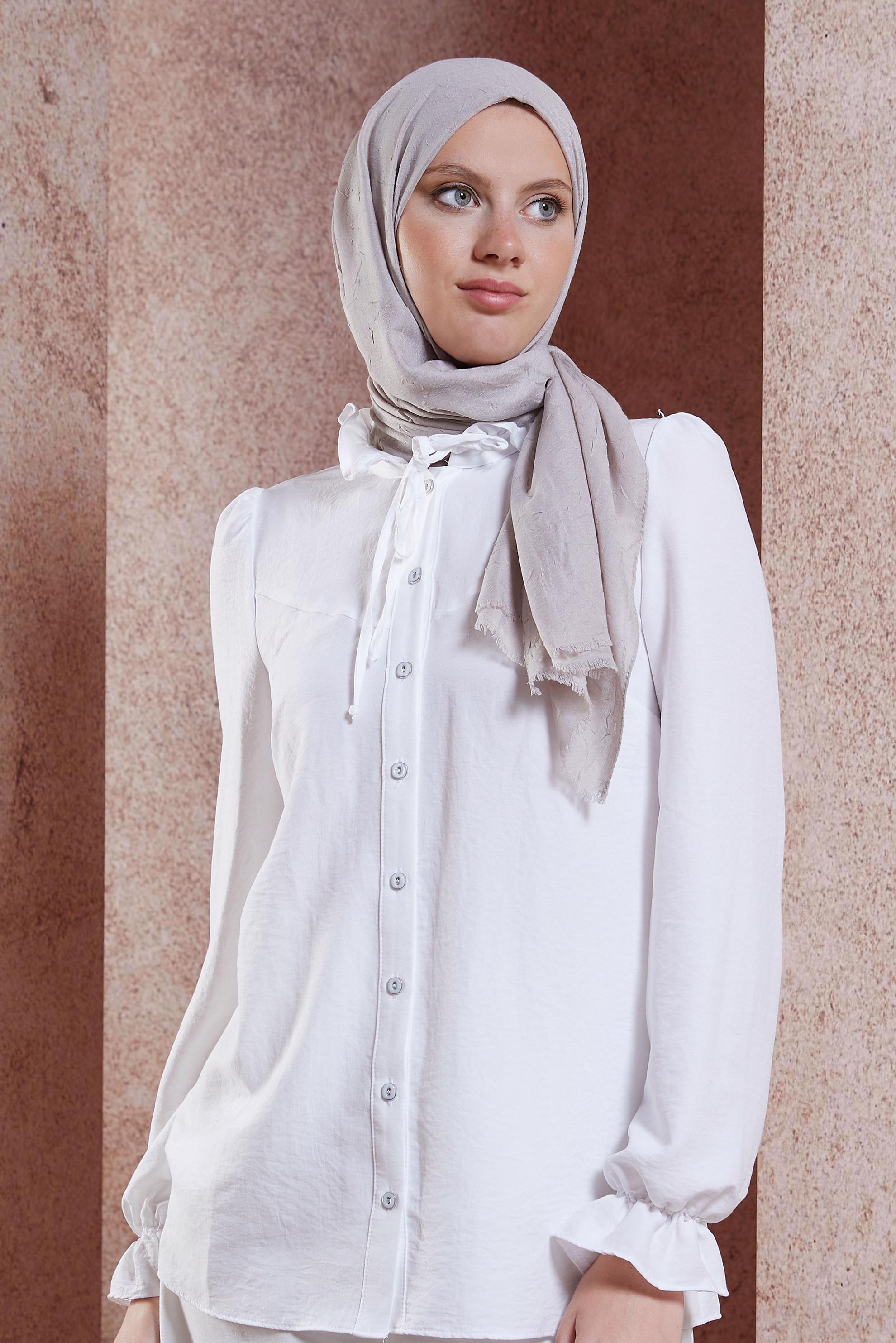 Tesettür giyim BEJ ALVİNA BAMBU KRAŞ ŞAL 8145