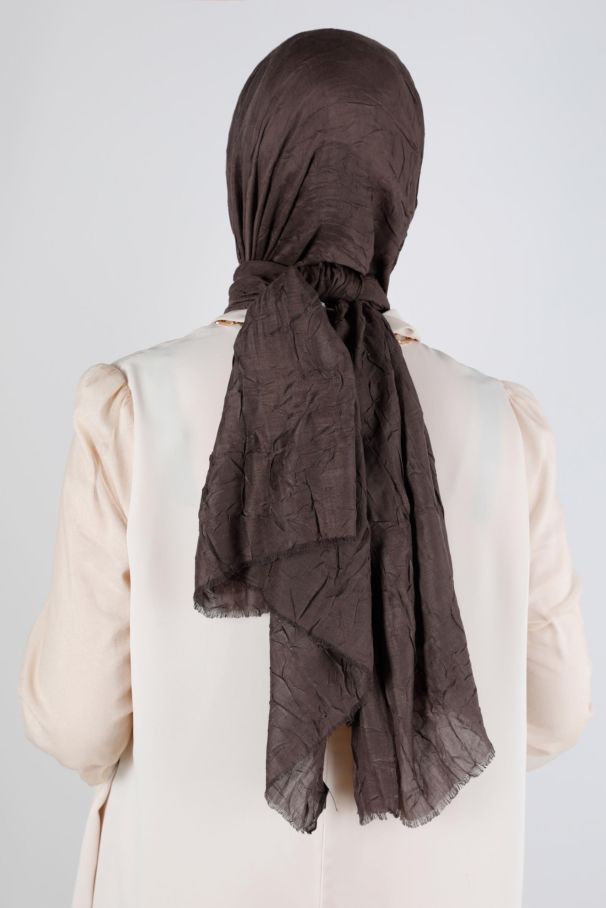 Tesettür giyim KAHVE ALVİNA BAMBU KRAŞ ŞAL 8145