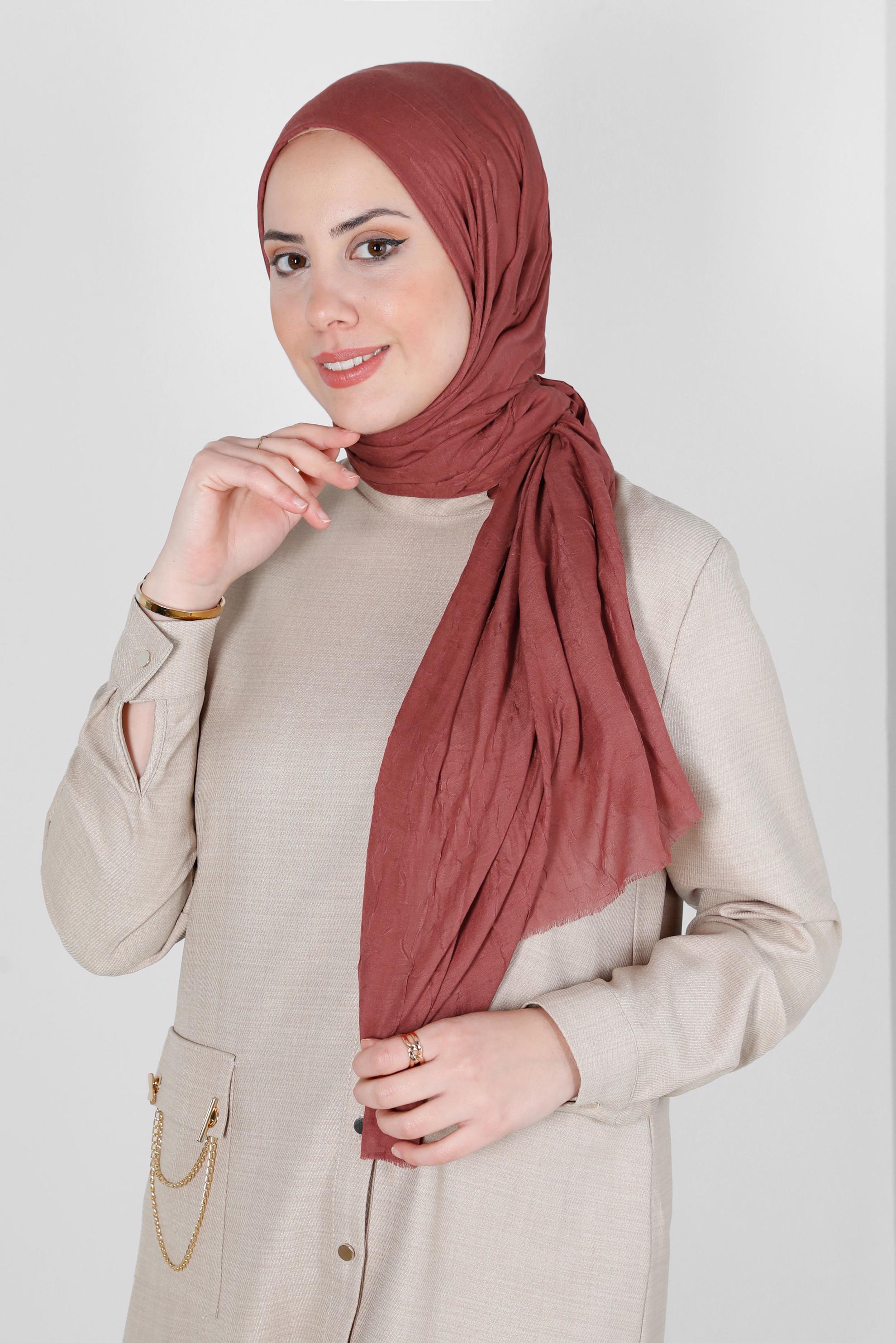 Tesettür giyim TURUNCU ALVİNA BAMBU KRAŞ ŞAL 8145