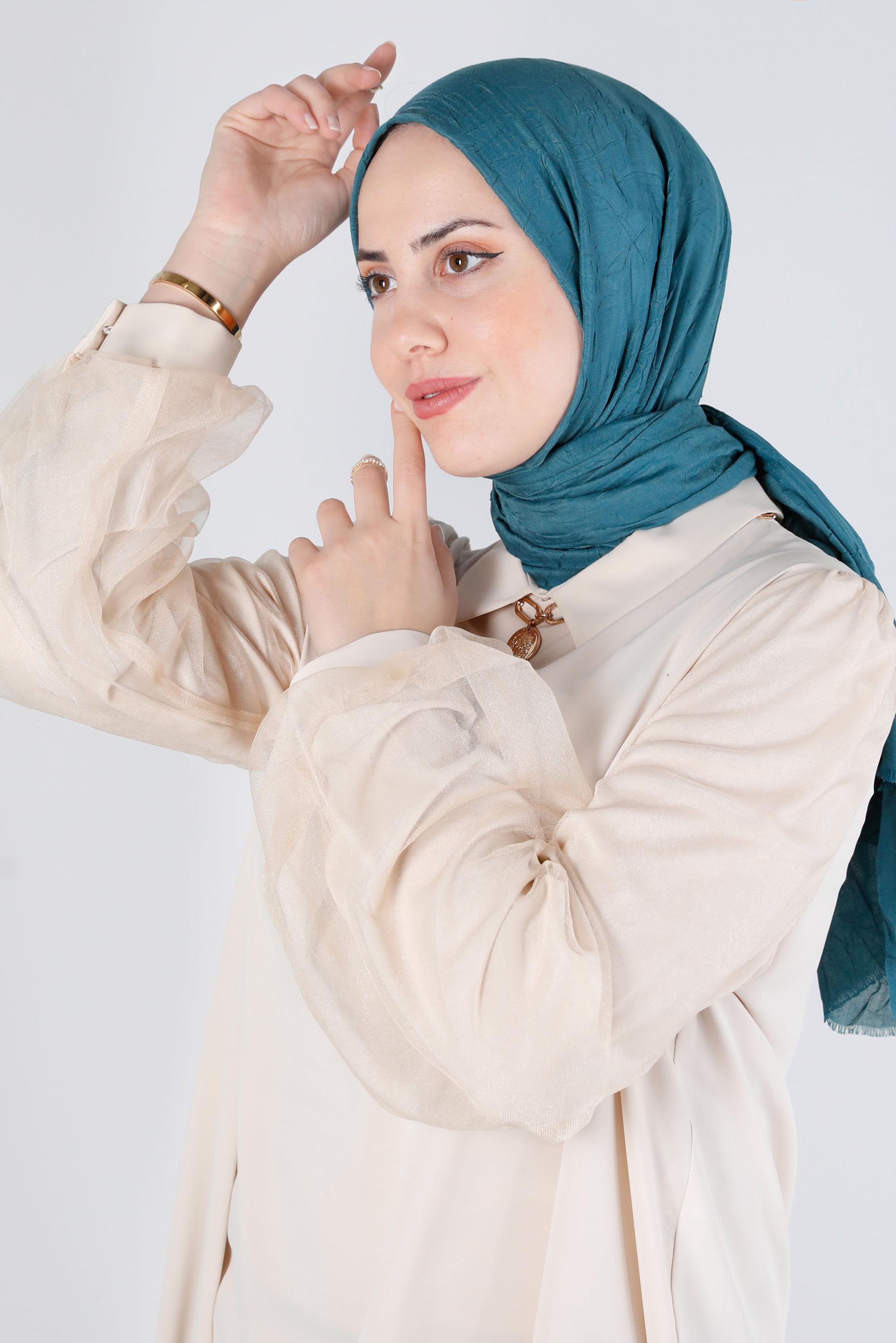 Tesettür giyim MAVİ ALVİNA BAMBU KRAŞ ŞAL 8145