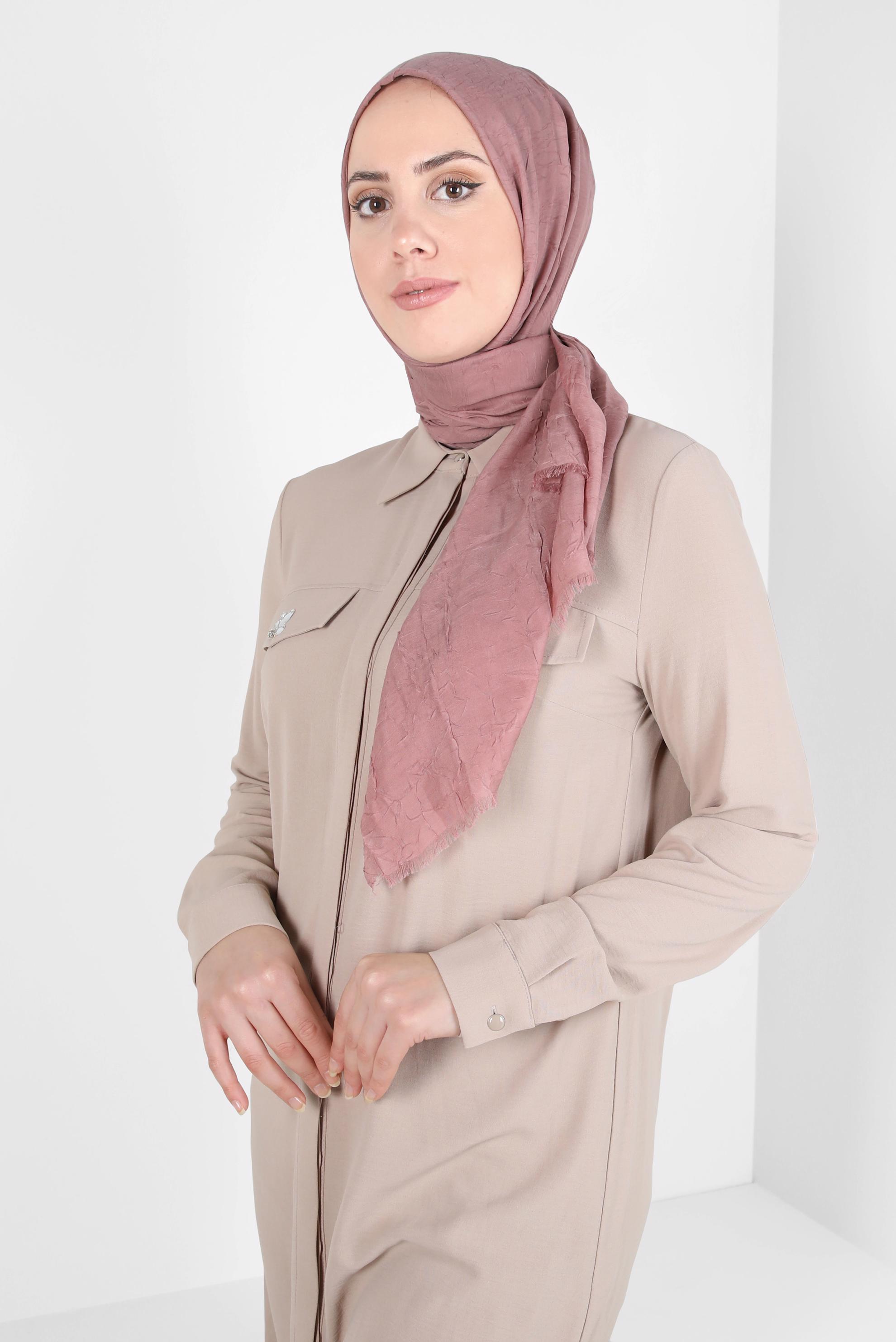 Tesettür giyim PUDRA ALVİNA BAMBU KRAŞ ŞAL 8145