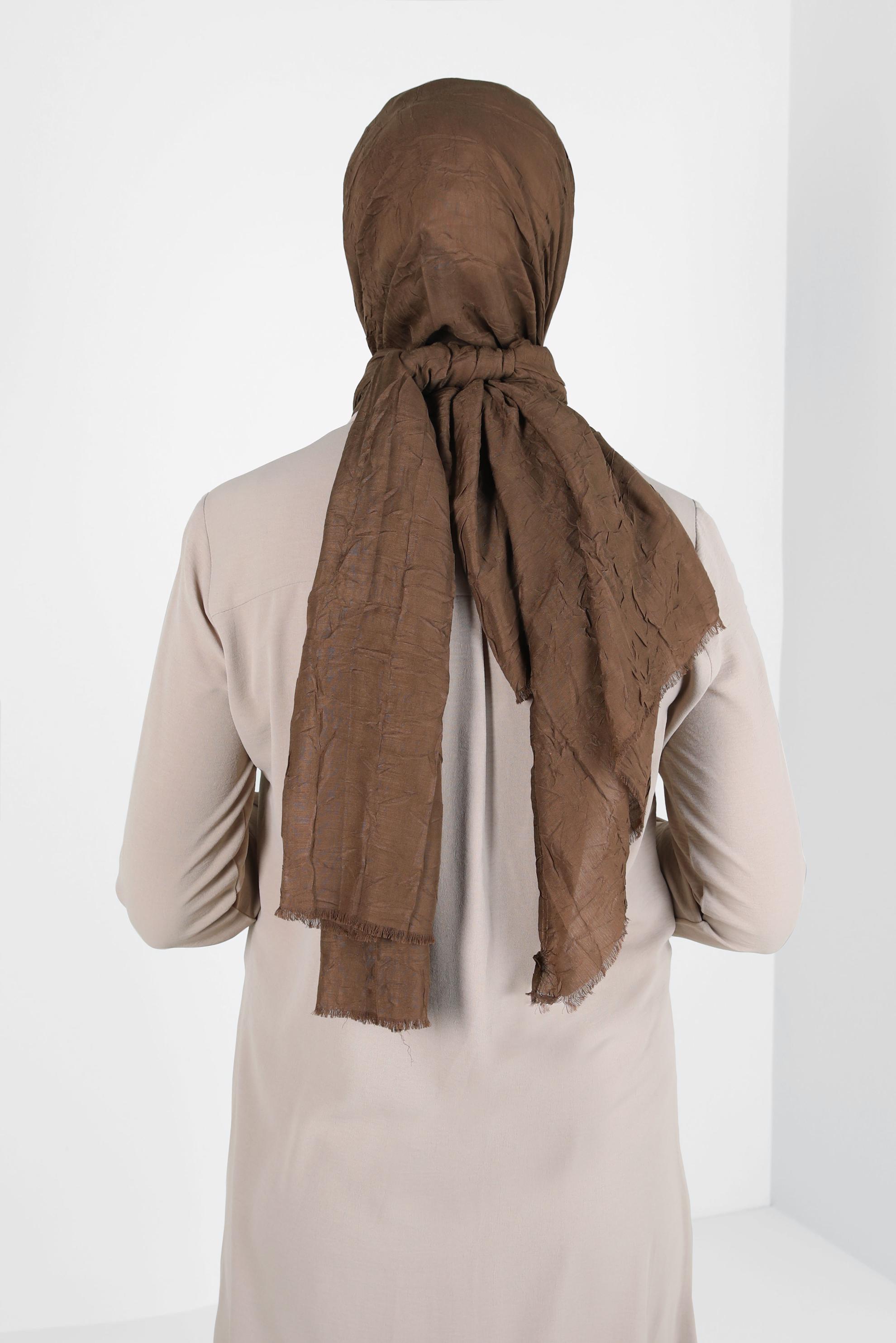 Tesettür giyim KAHVE ALVİNA BAMBU KRAŞ ŞAL 8145