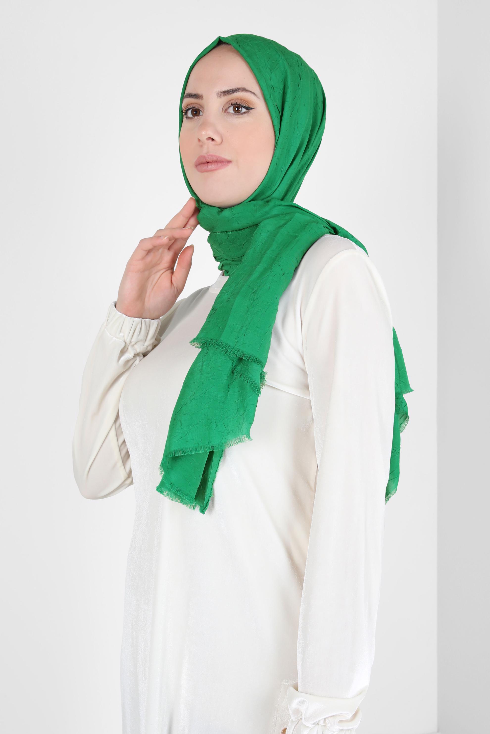 Tesettür giyim YEŞİL ALVİNA BAMBU KRAŞ ŞAL 8145