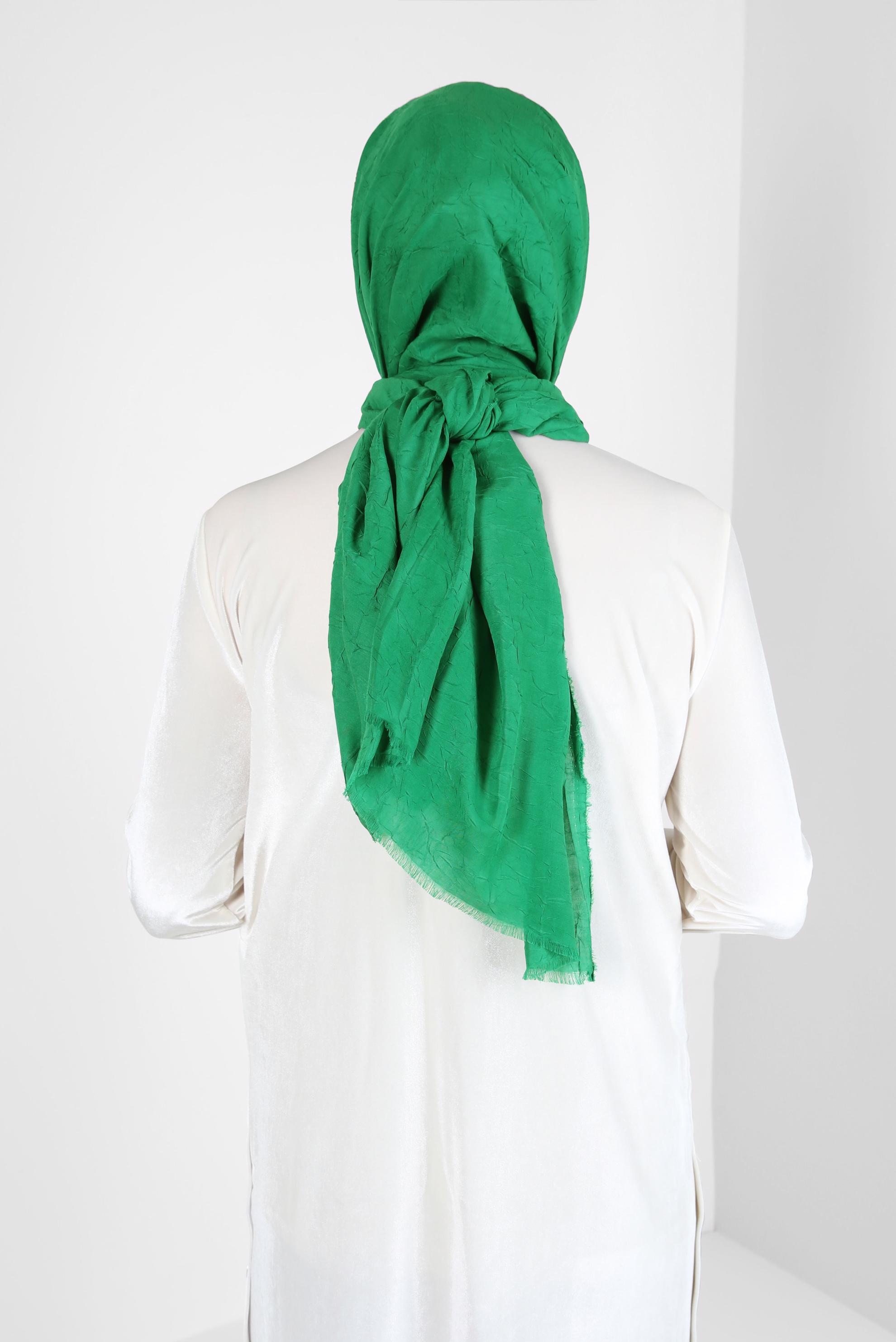 Tesettür giyim YEŞİL ALVİNA BAMBU KRAŞ ŞAL 8145