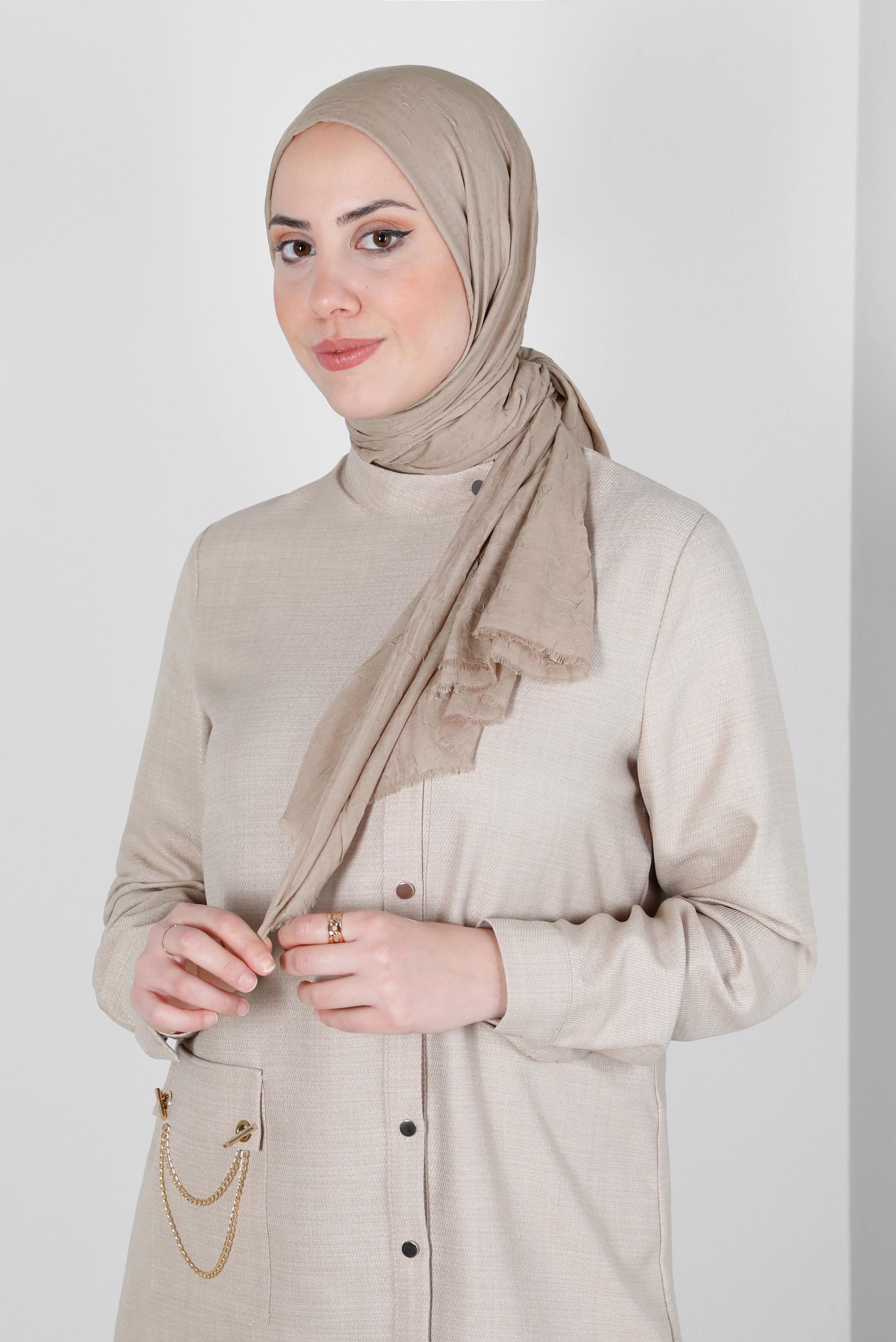 Tesettür giyim VİZON ALVİNA BAMBU KRAŞ ŞAL 8145