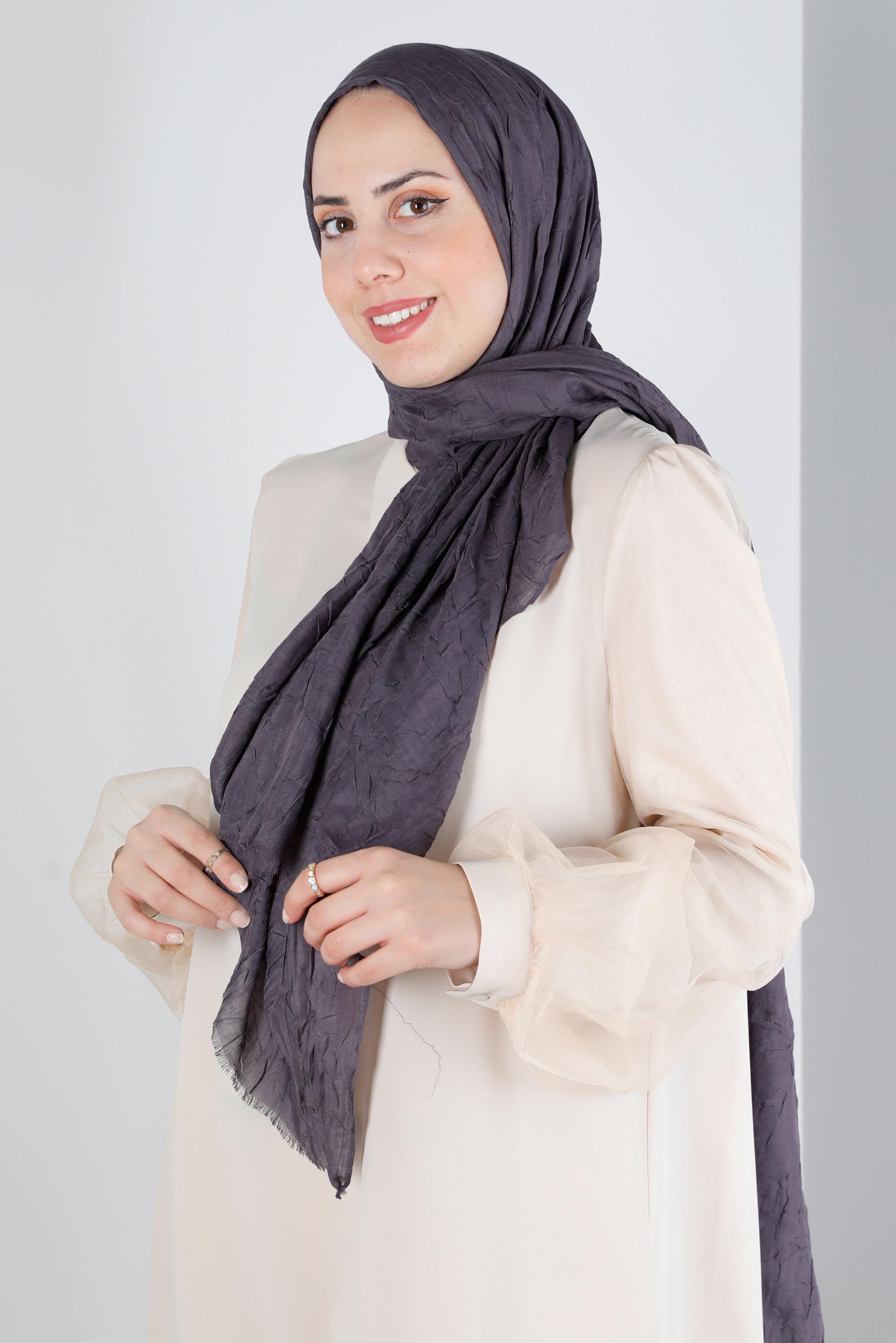 Tesettür giyim GRİ ALVİNA BAMBU KRAŞ ŞAL 8145