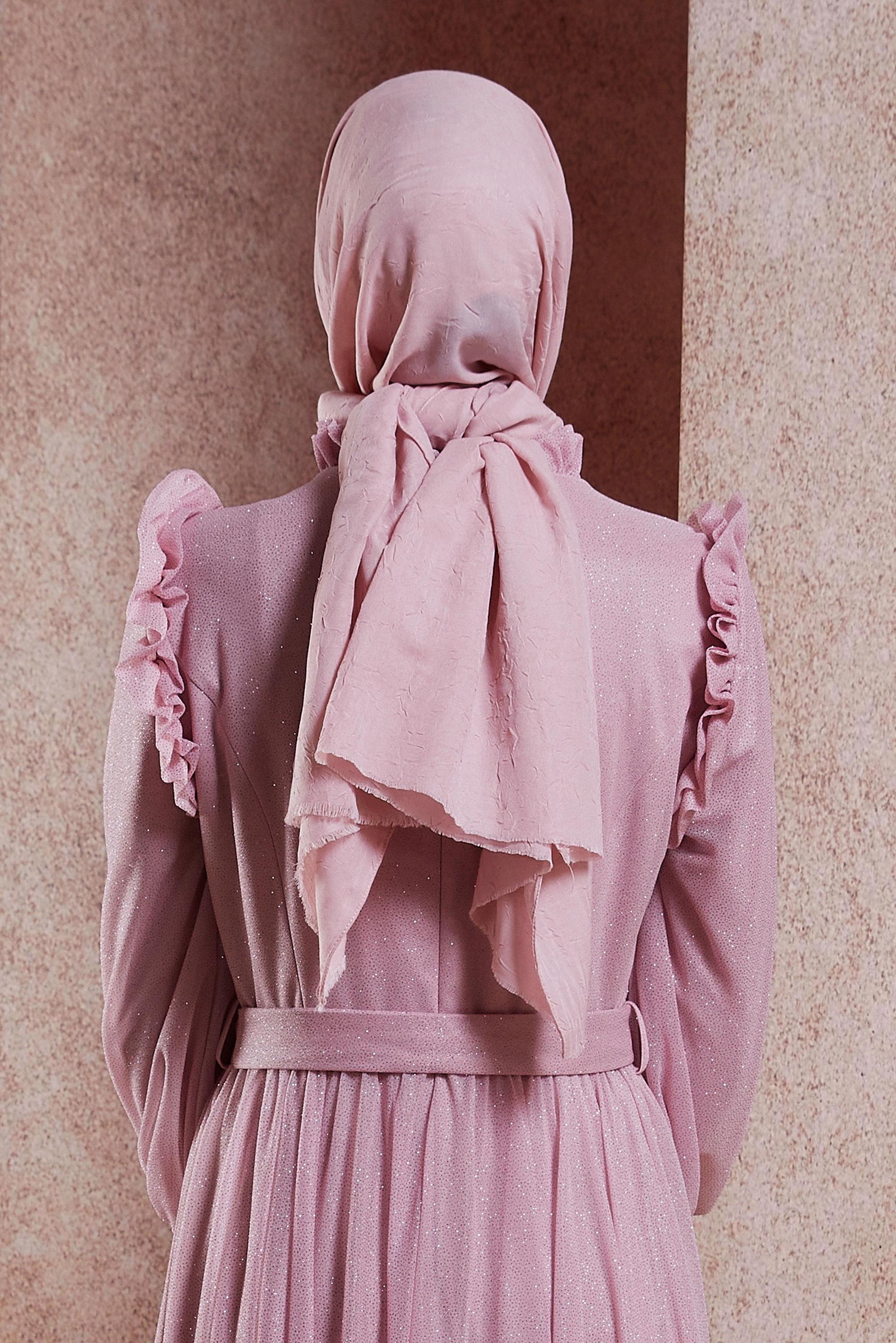 Vêtements hijab POUDRE CHÂLE EN BAMBOU ALVİNA 8145