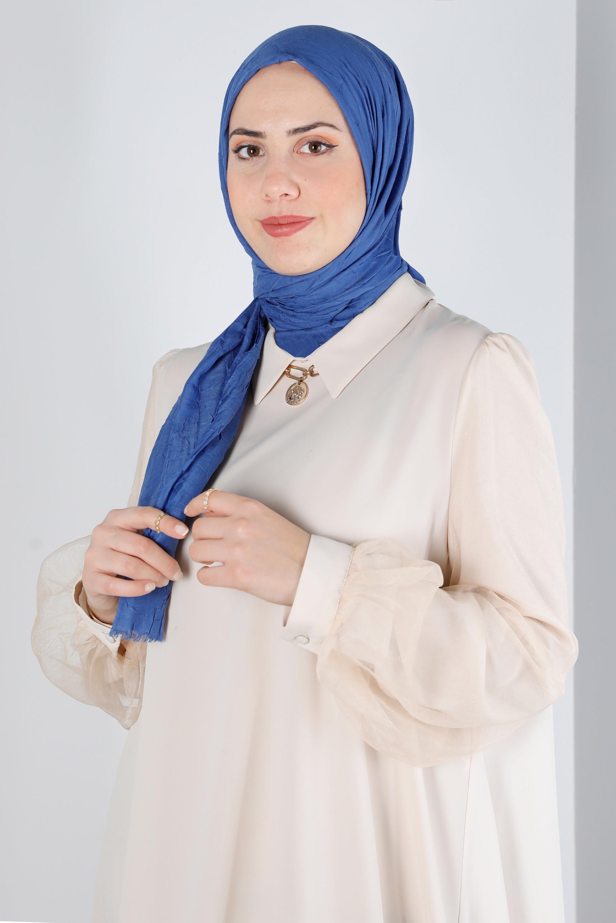 Tesettür giyim LACİVERT ALVİNA BAMBU KRAŞ ŞAL 8145