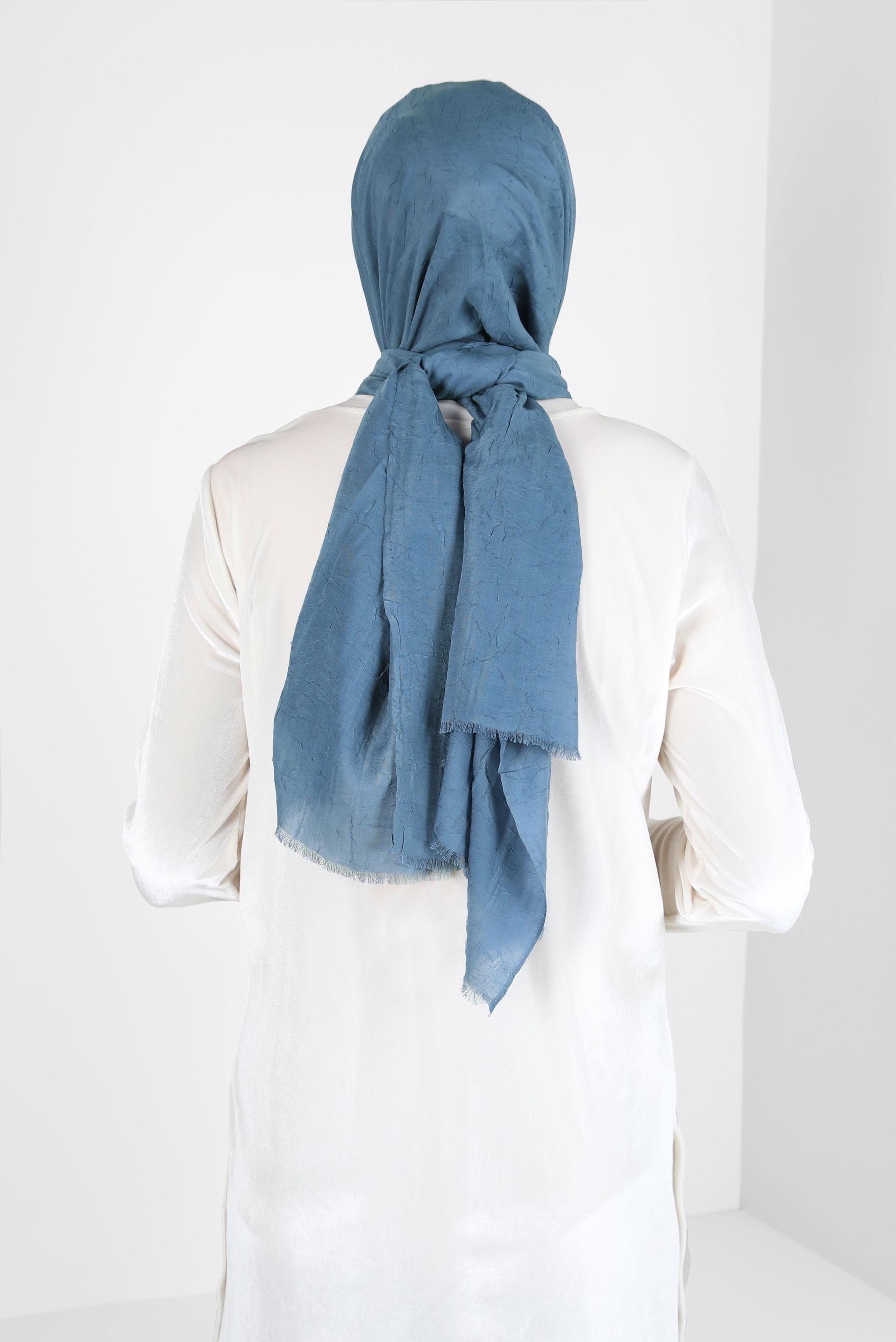 Tesettür giyim MAVİ ALVİNA BAMBU KRAŞ ŞAL 8145