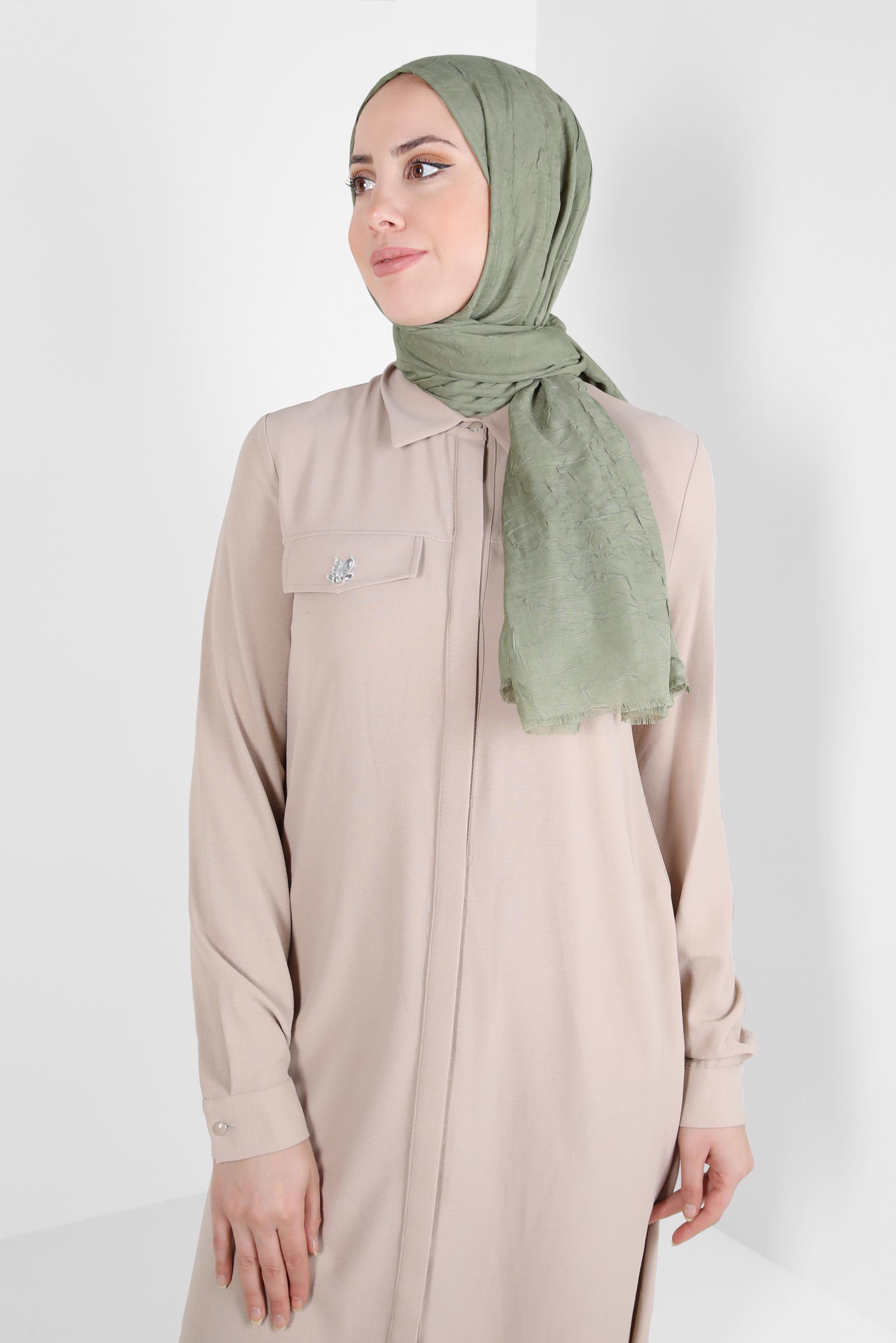Tesettür giyim YEŞİL ALVİNA BAMBU KRAŞ ŞAL 8145