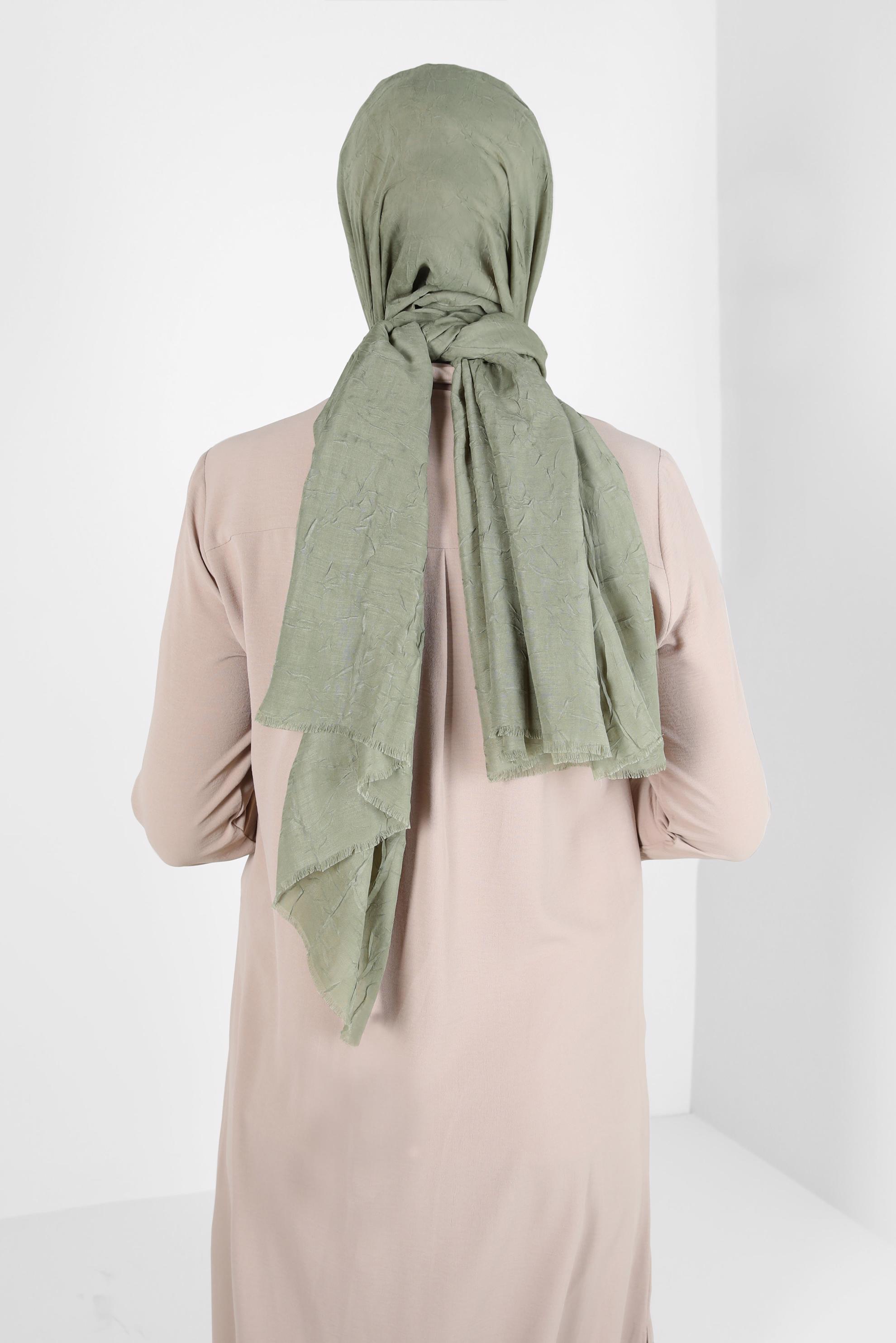 Tesettür giyim YEŞİL ALVİNA BAMBU KRAŞ ŞAL 8145