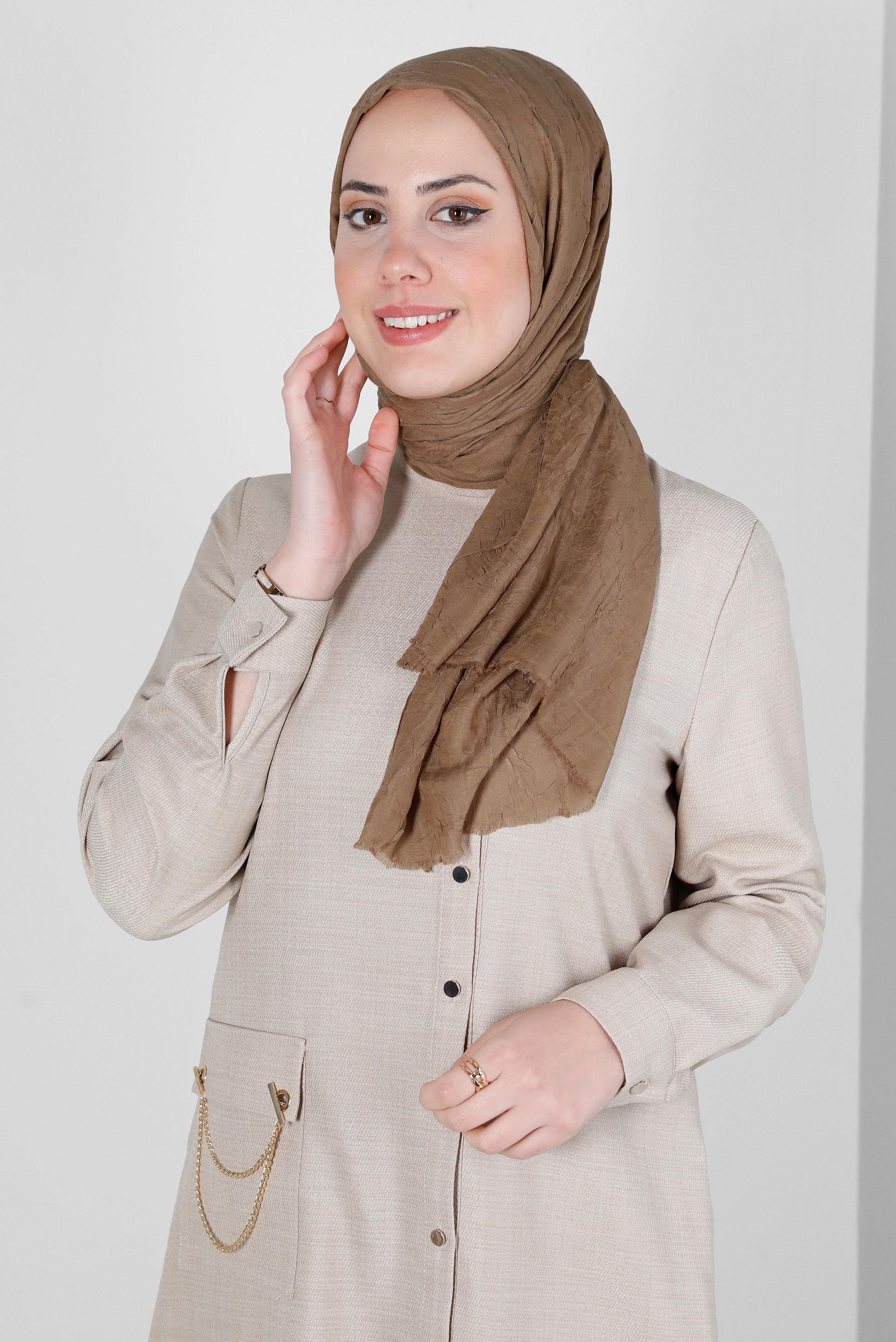 Tesettür giyim VİZON ALVİNA BAMBU KRAŞ ŞAL 8145