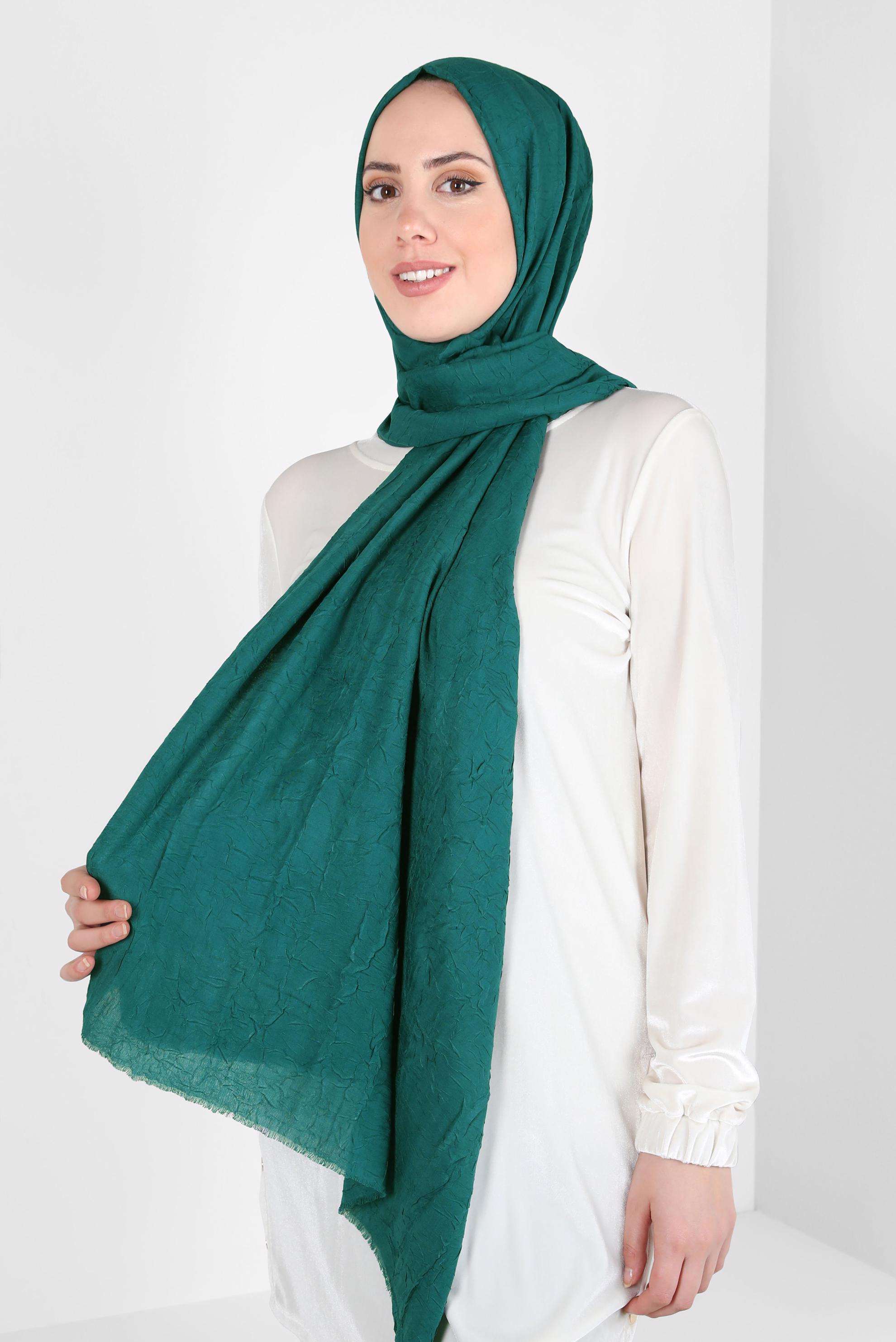 Tesettür giyim YEŞİL ALVİNA BAMBU KRAŞ ŞAL 8145