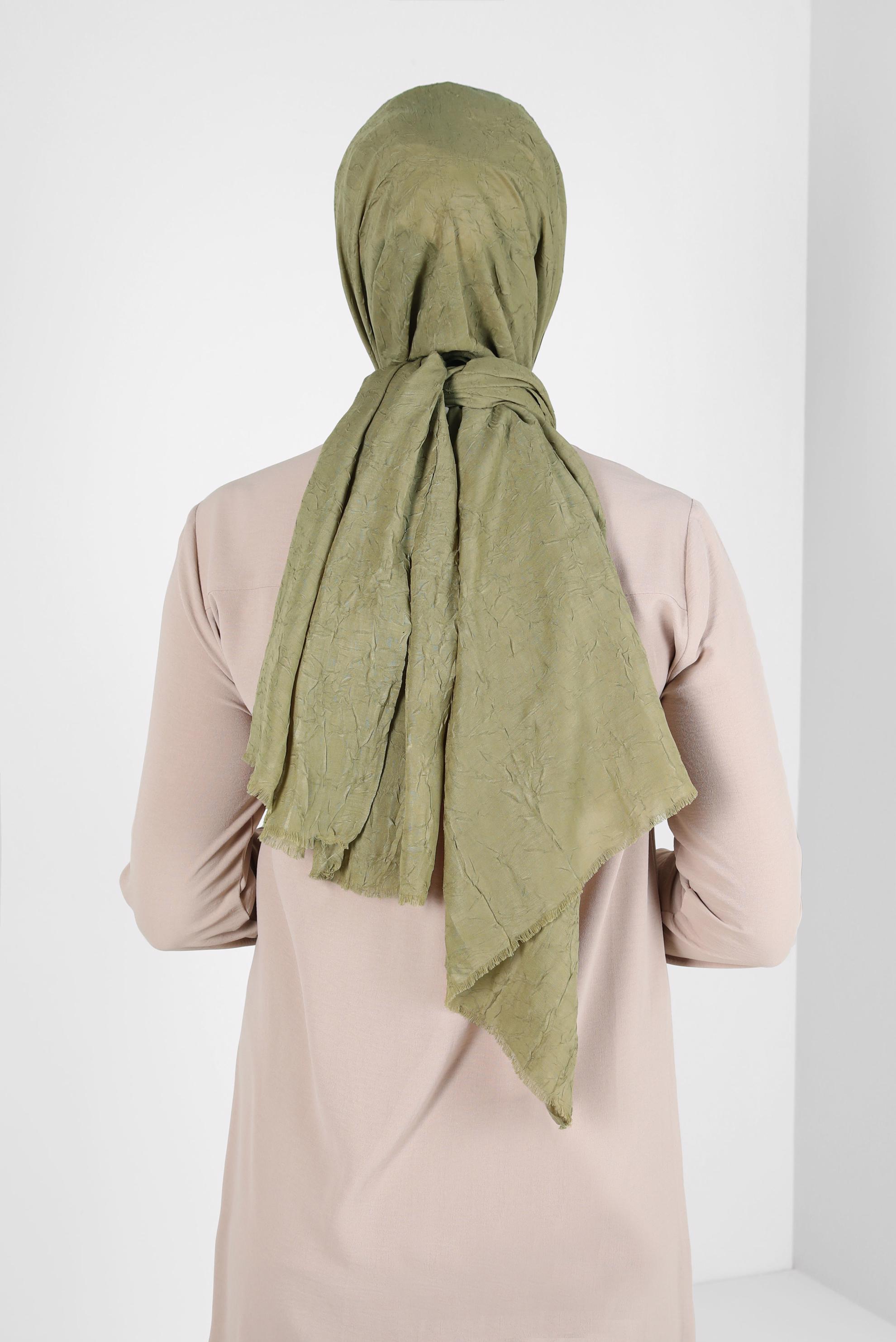 Tesettür giyim YEŞİL ALVİNA BAMBU KRAŞ ŞAL 8145