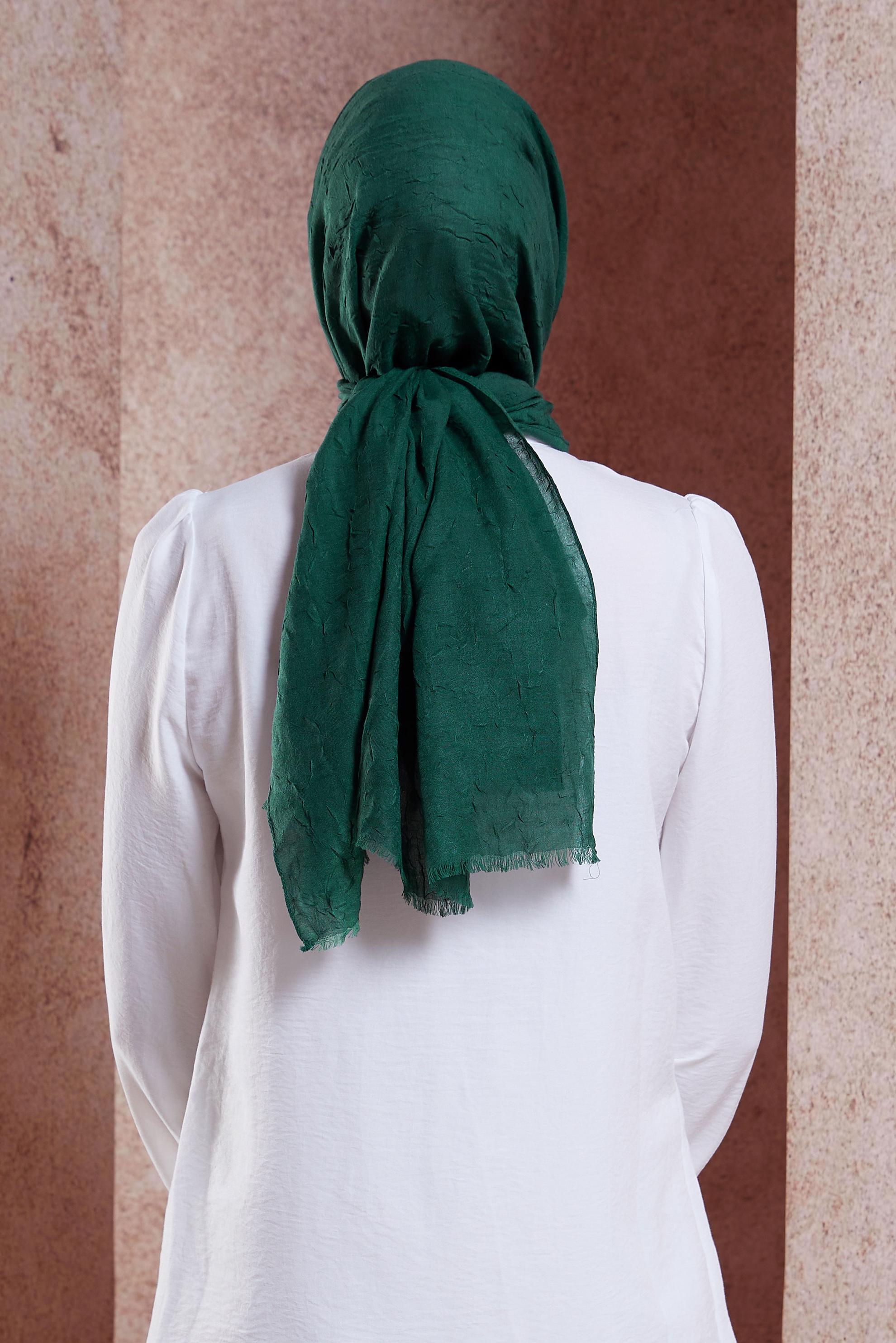 Tesettür giyim YEŞİL ALVİNA BAMBU KRAŞ ŞAL 8145