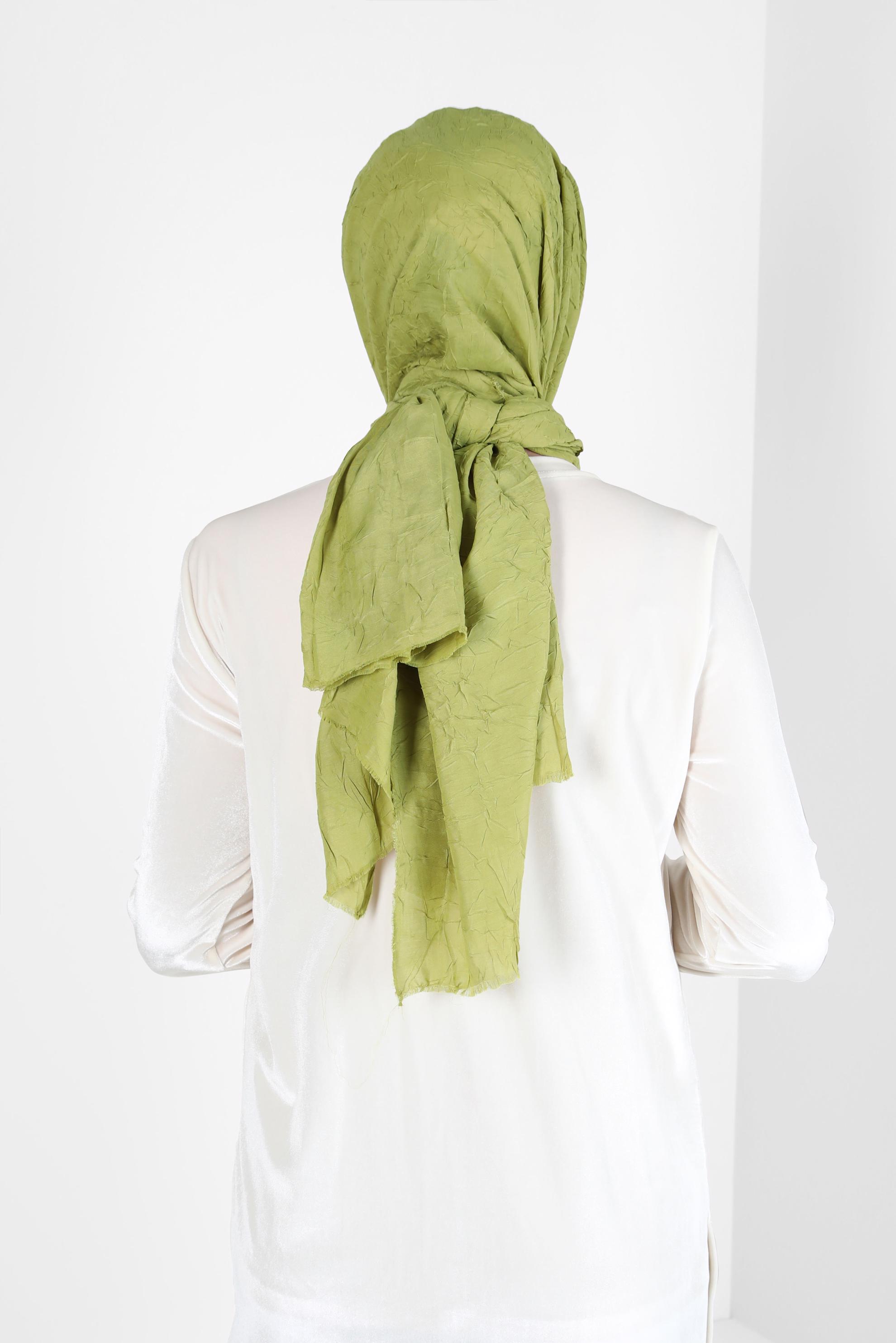 Tesettür giyim YEŞİL ALVİNA BAMBU KRAŞ ŞAL 8145