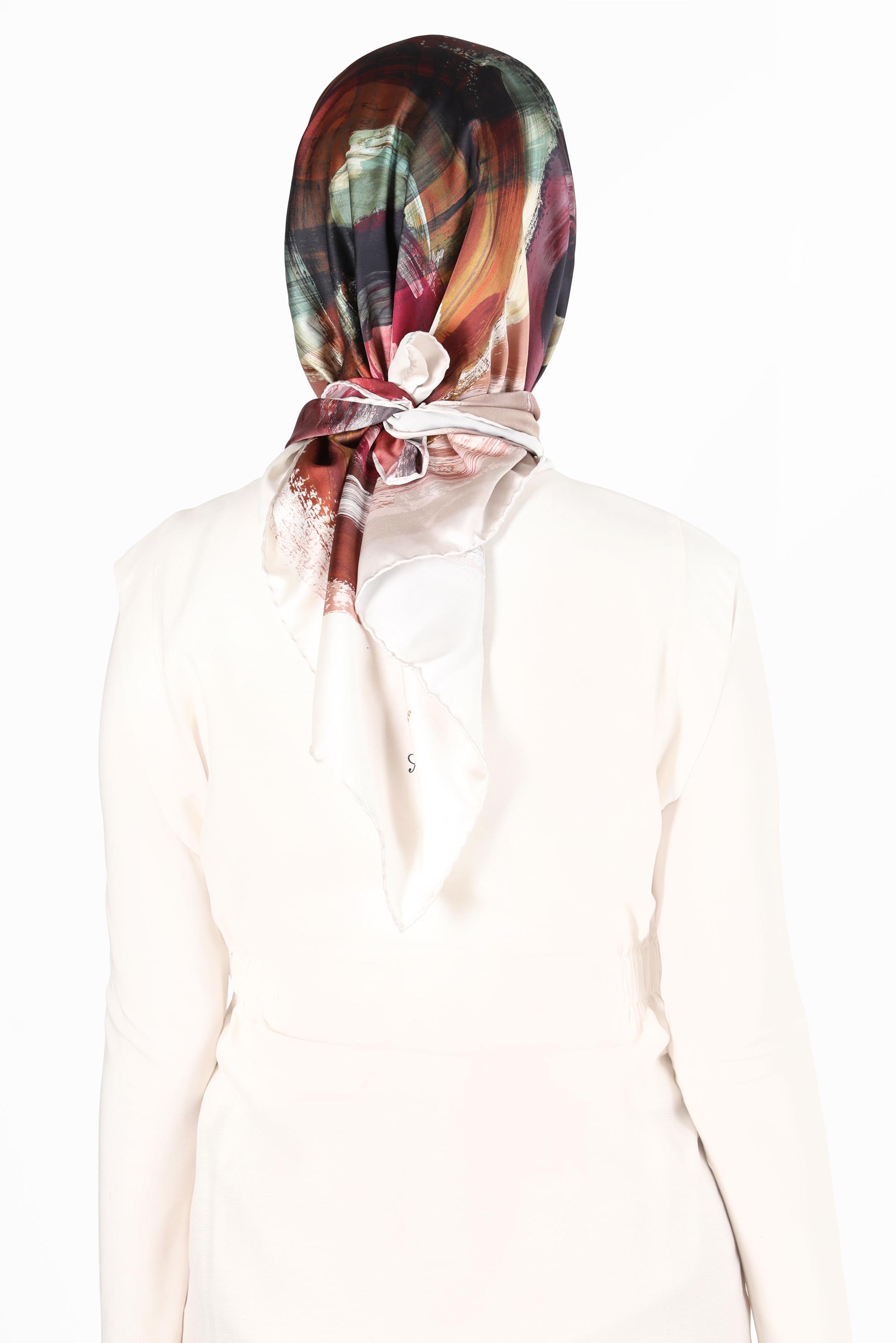 Tesettür giyim BEJ ALVİNA DİJİTAL SURA EŞARP 8119 