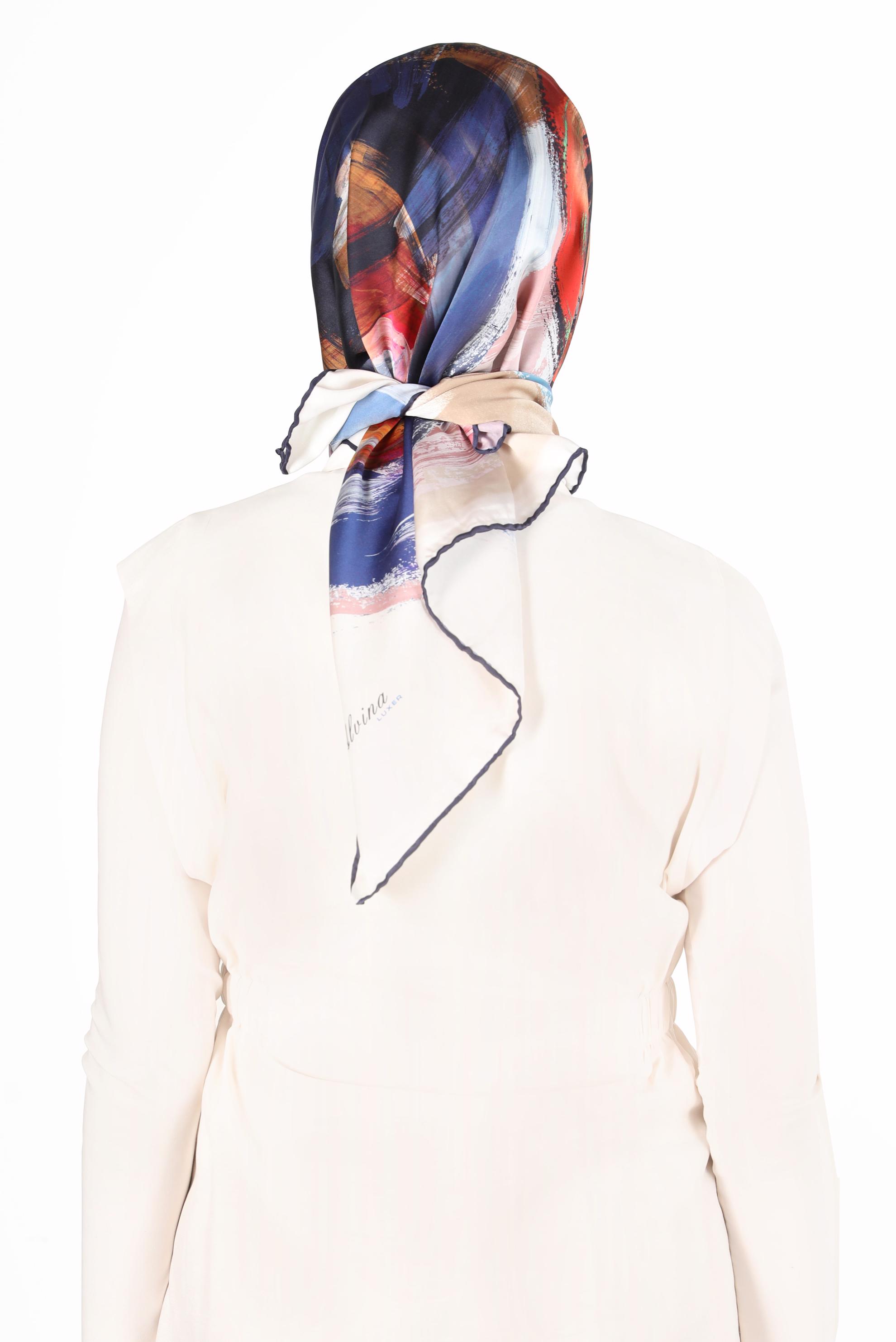 Tesettür giyim LACİVERT ALVİNA DİJİTAL SURA EŞARP 8119 