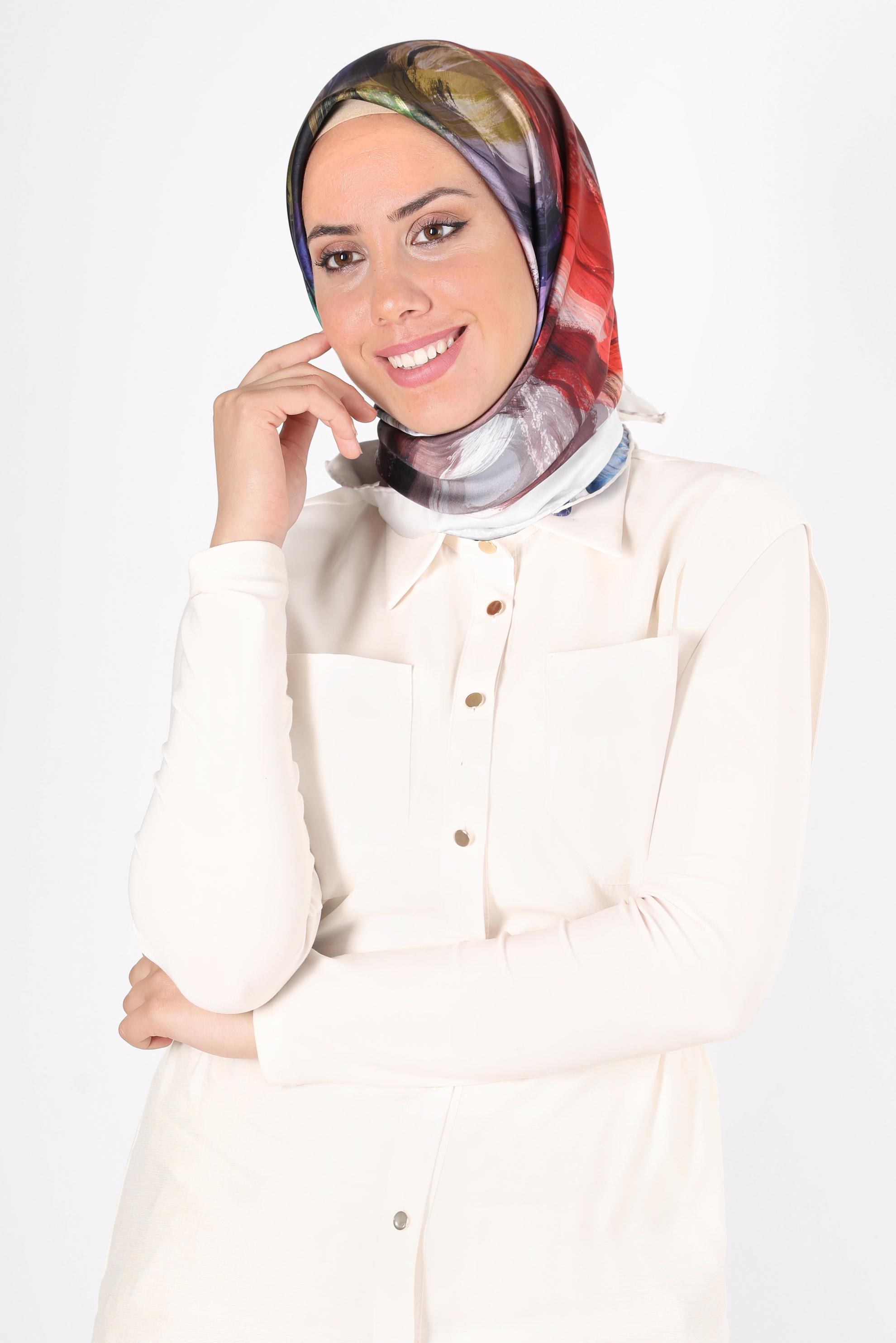 Tesettür giyim VİZON ALVİNA DİJİTAL SURA EŞARP 8119 