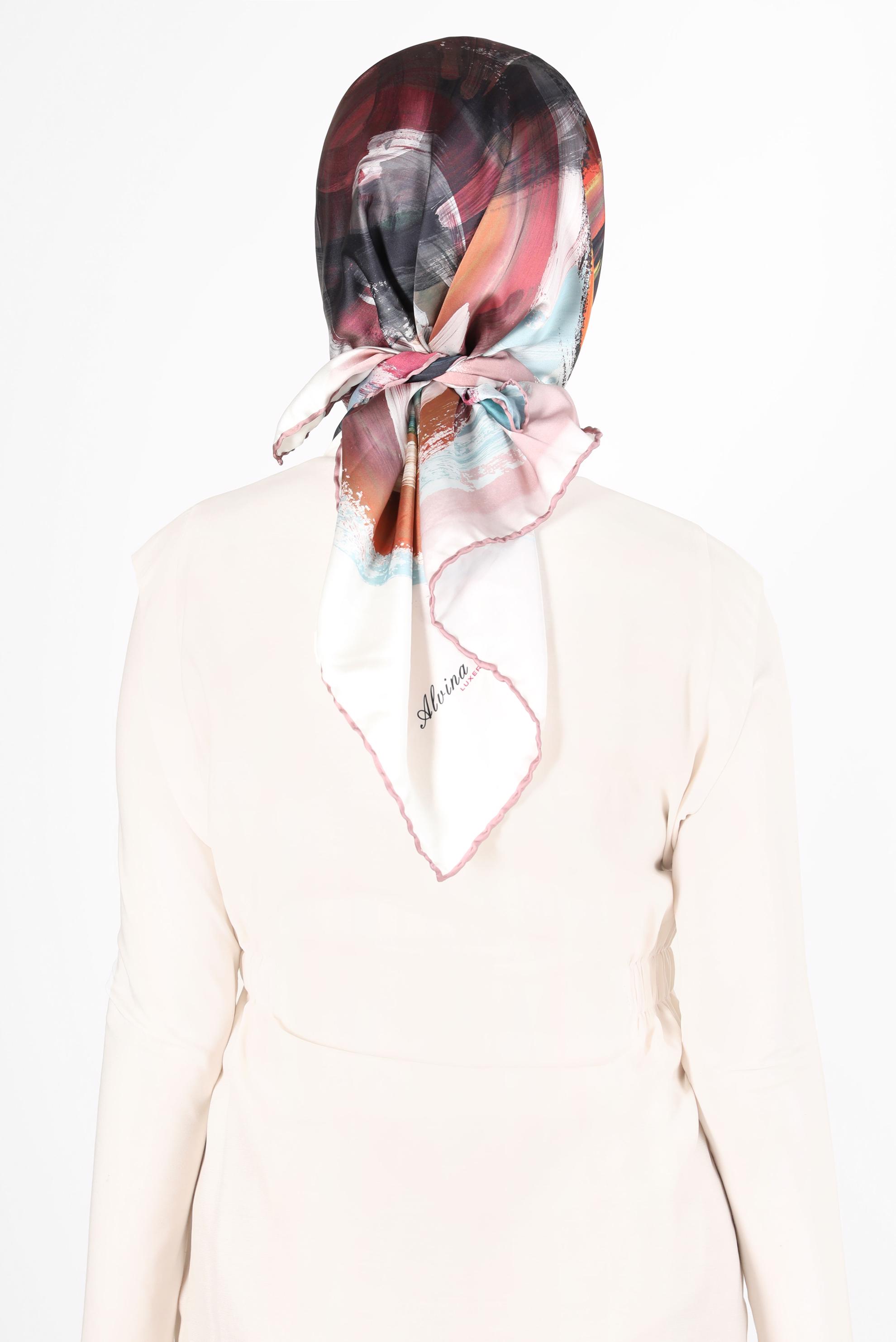 Tesettür giyim PEMBE ALVİNA DİJİTAL SURA EŞARP 8119 