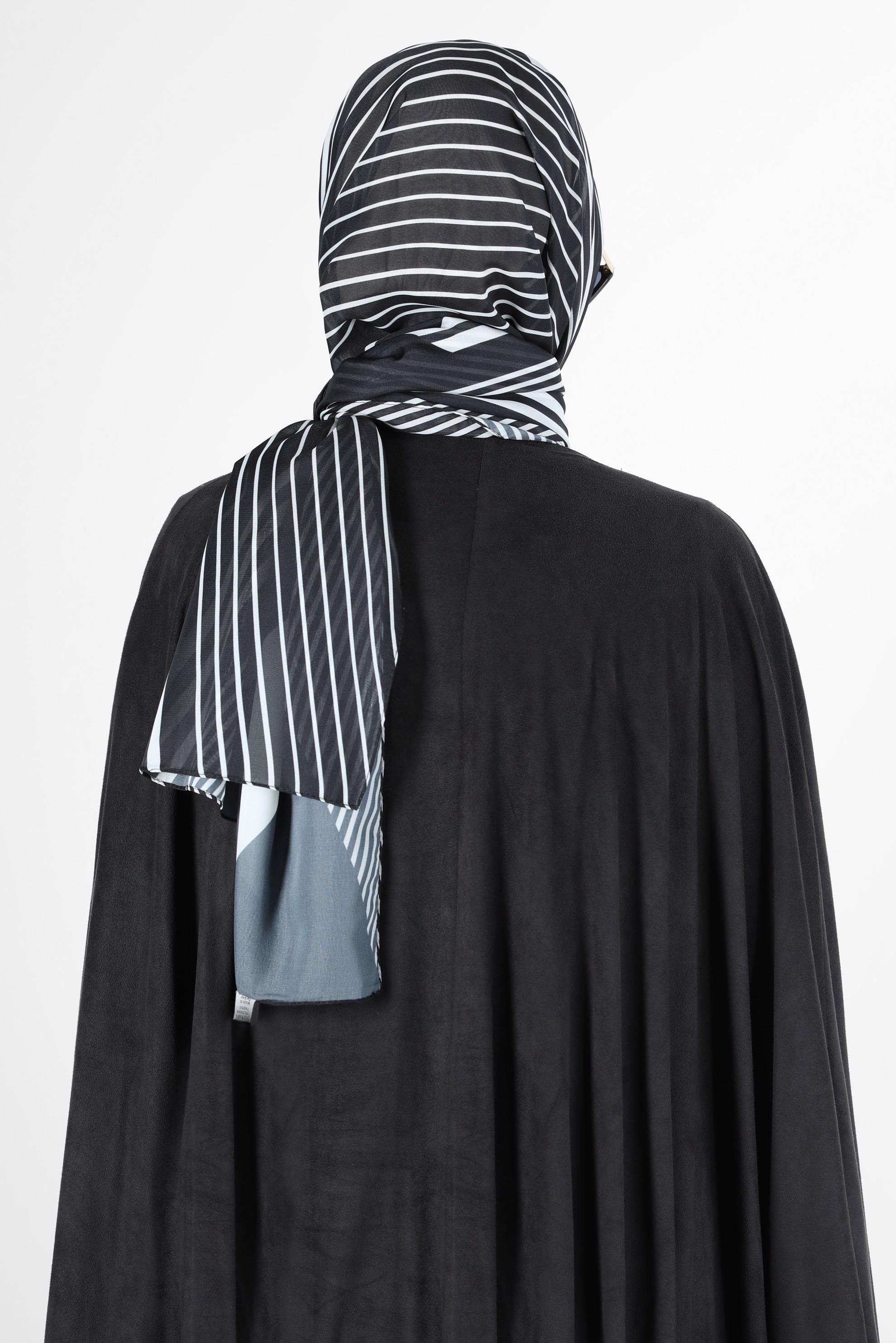 Tesettür giyim SİYAH ALVİNA ŞİFON BASKILI ŞAL 8128 