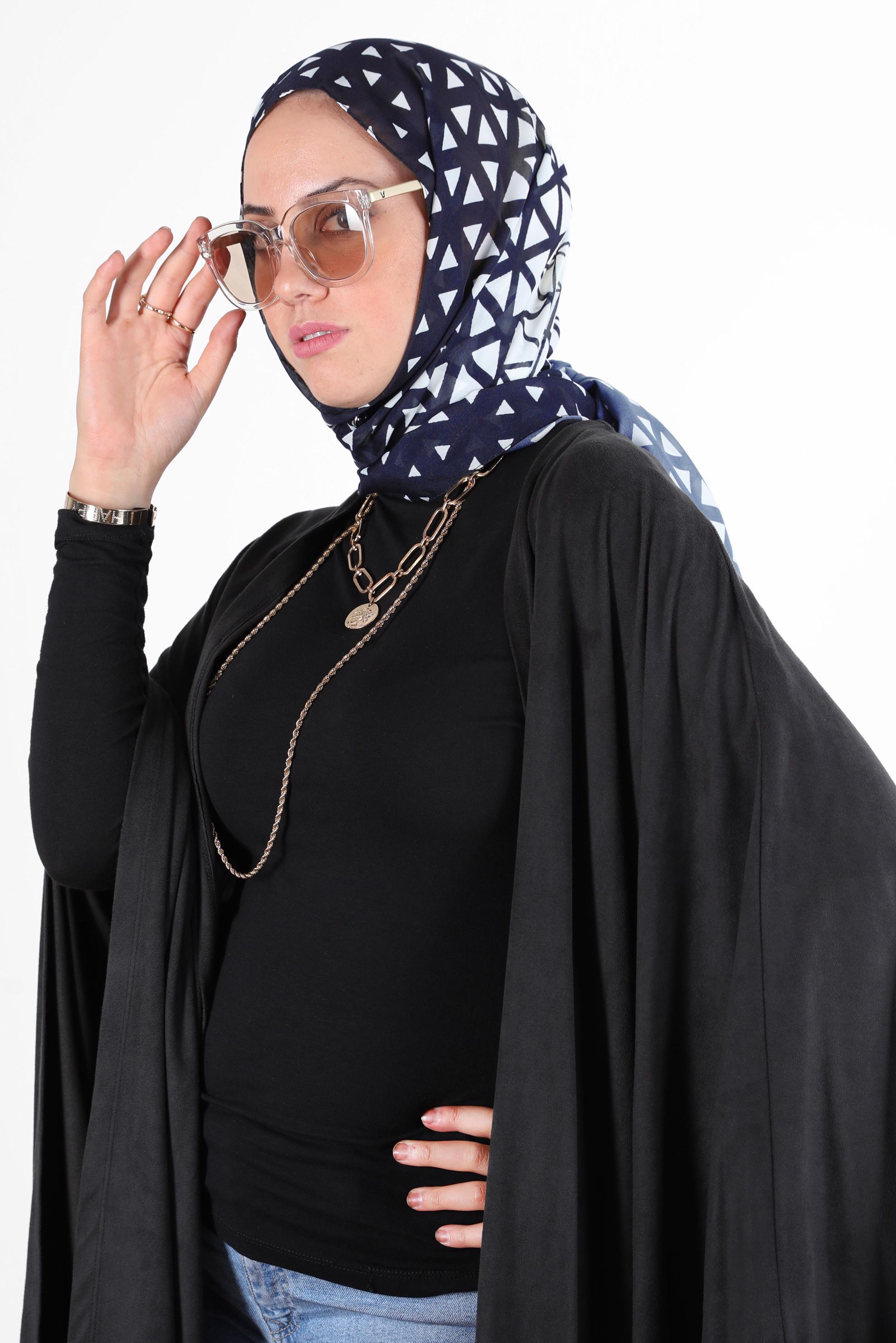 Tesettür giyim LACİVERT ALVİNA ŞİFON BASKILI ŞAL 8128 