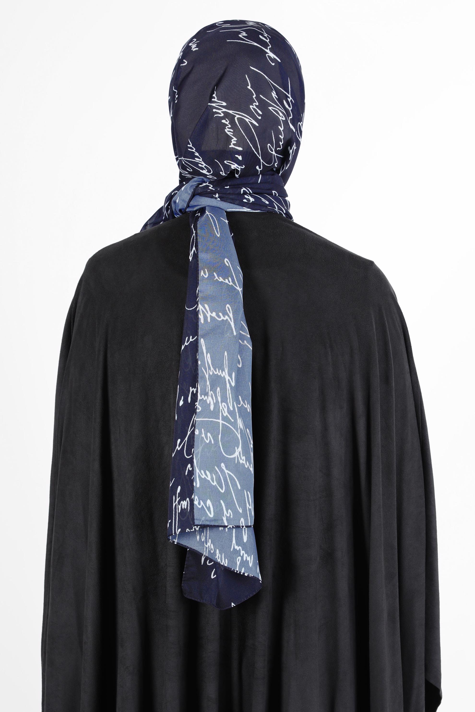 Tesettür giyim LACİVERT ALVİNA ŞİFON BASKILI ŞAL 8128 