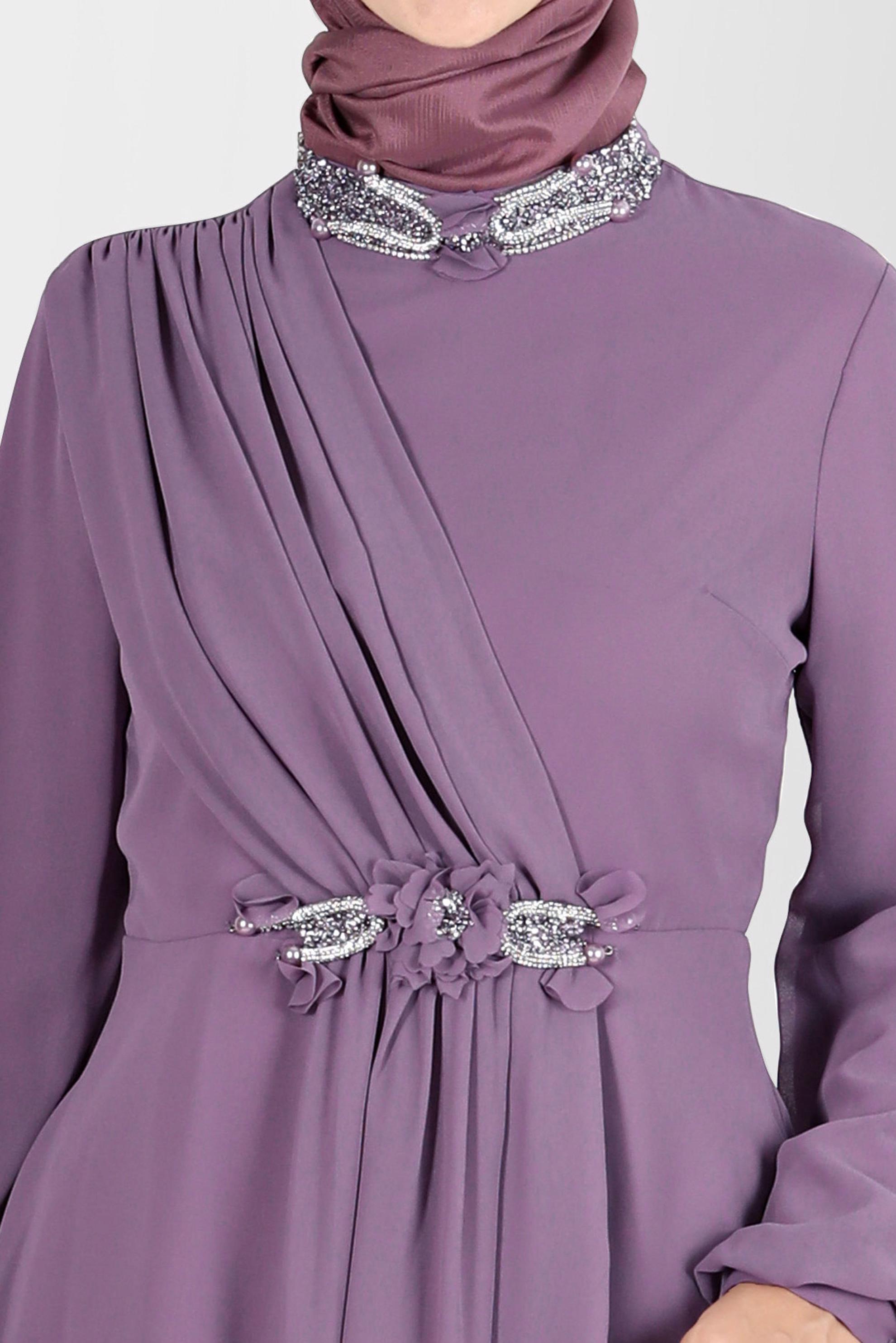 Hijab clothing PURPLE GEM EMBROIDERED 2-PIECE SKIRTED SUIT 30252 