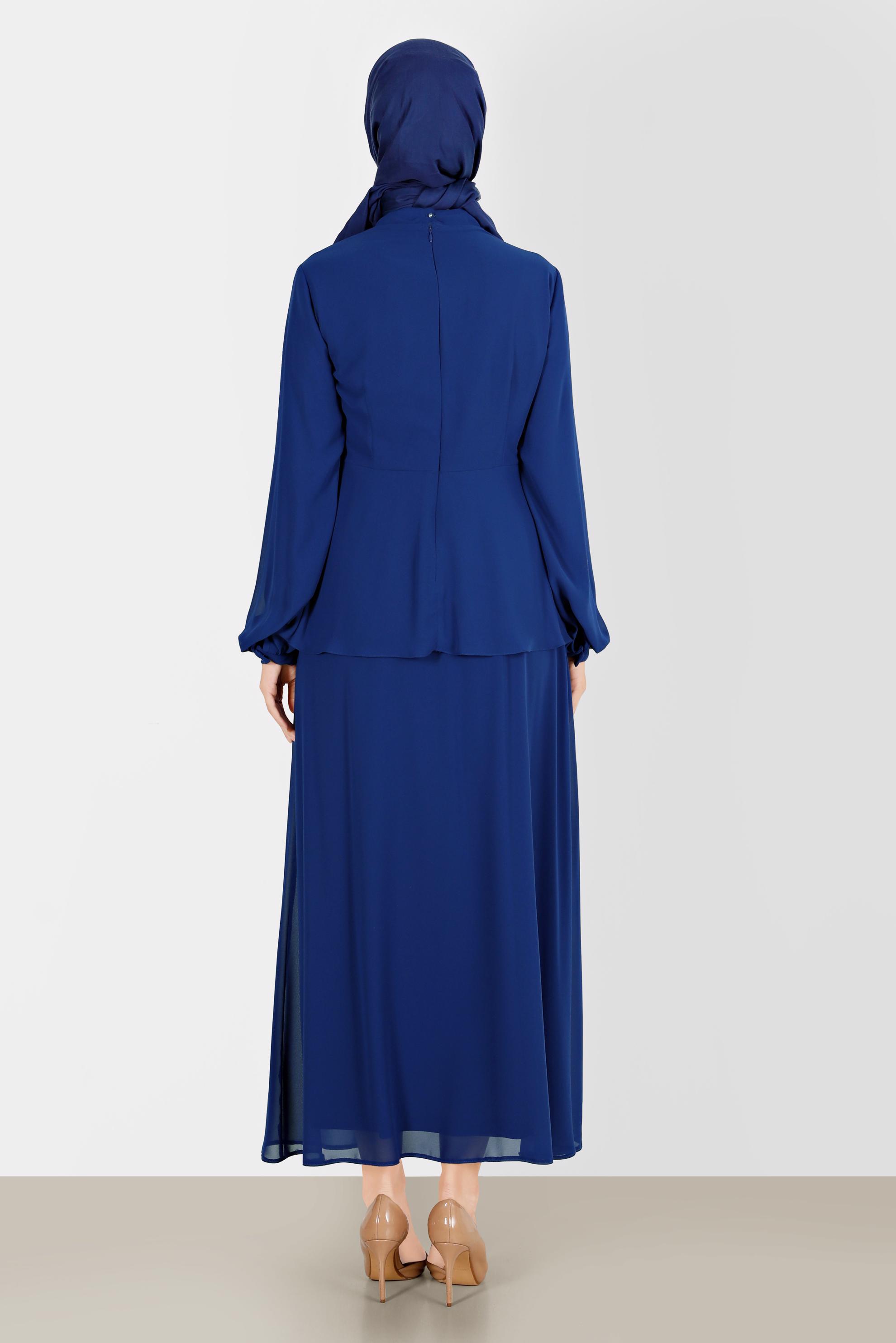 Hijab clothing BLUE GEM EMBROIDERED 2-PIECE SKIRTED SUIT 30252 