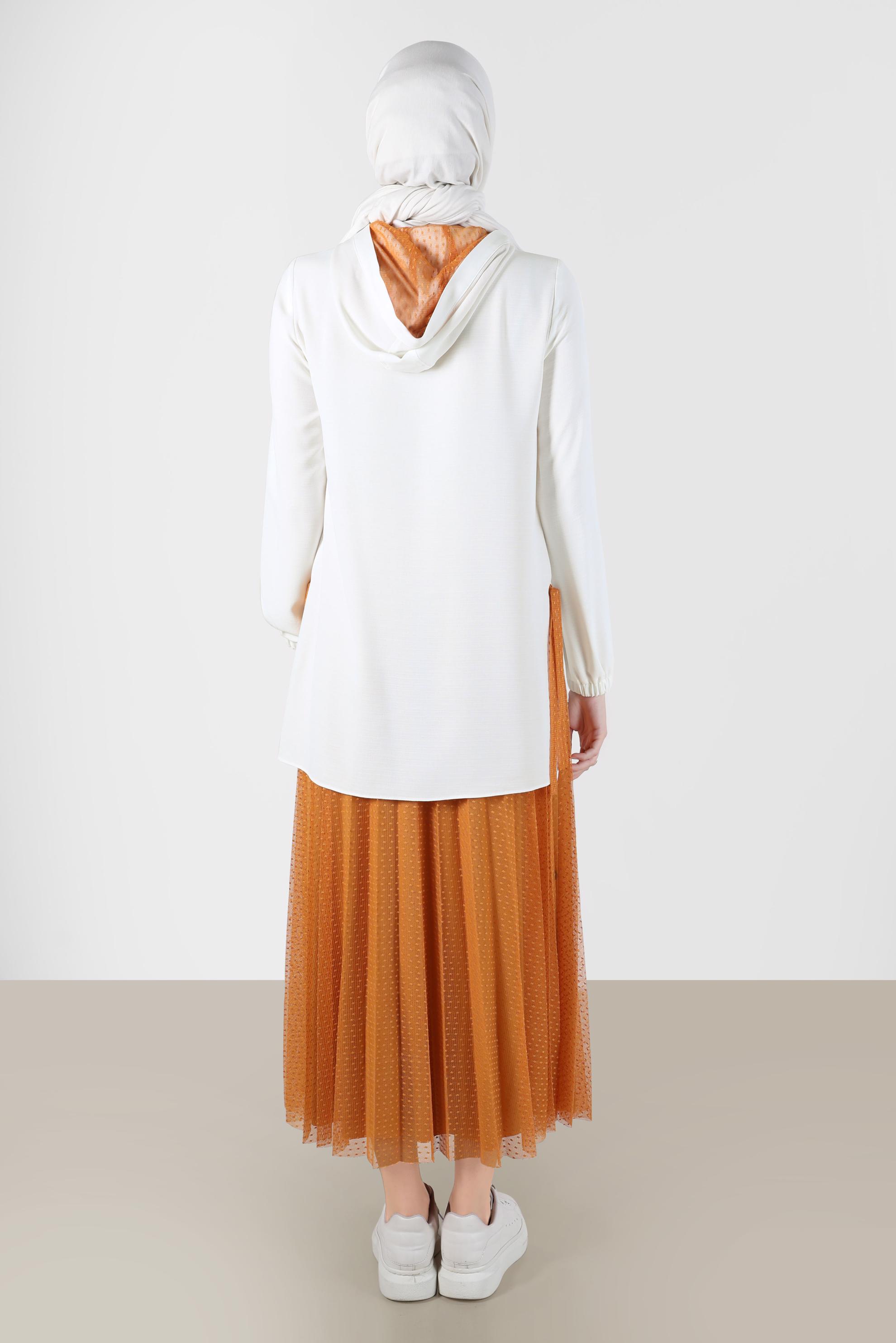 Hijab clothing YELLOW ZIPPERED HOODED 2-PIECE SKIRTED SUIT 41768 