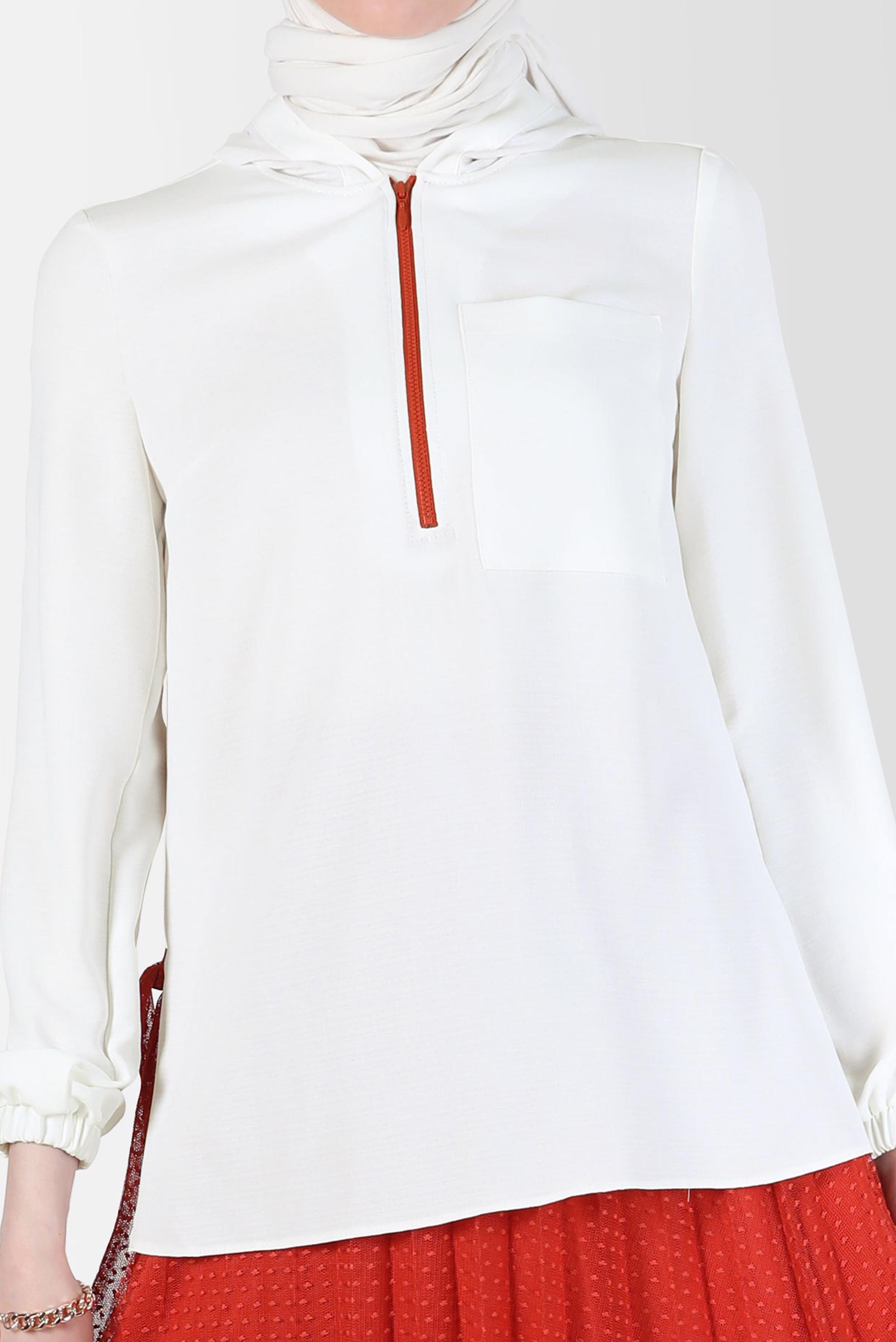 Tesettür giyim TURUNCU FERMUARLI KAPÜŞONLU İKİLİ ETEKLİ TAKIM 41768