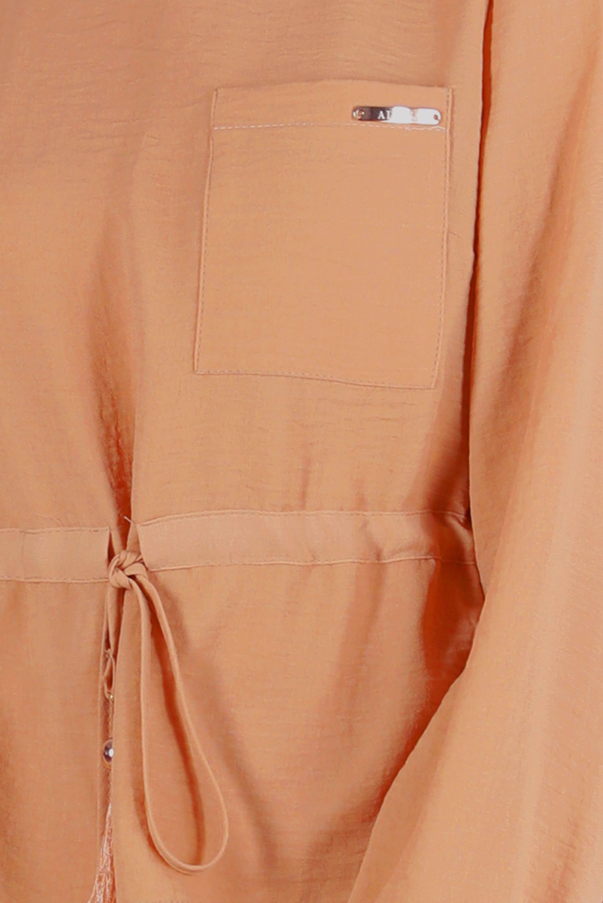 Tesettür giyim KAHVE BELİ VE MANŞETLERİ BÜZGÜLÜ İKİLİ ETEKLİ TAKIM 42589 