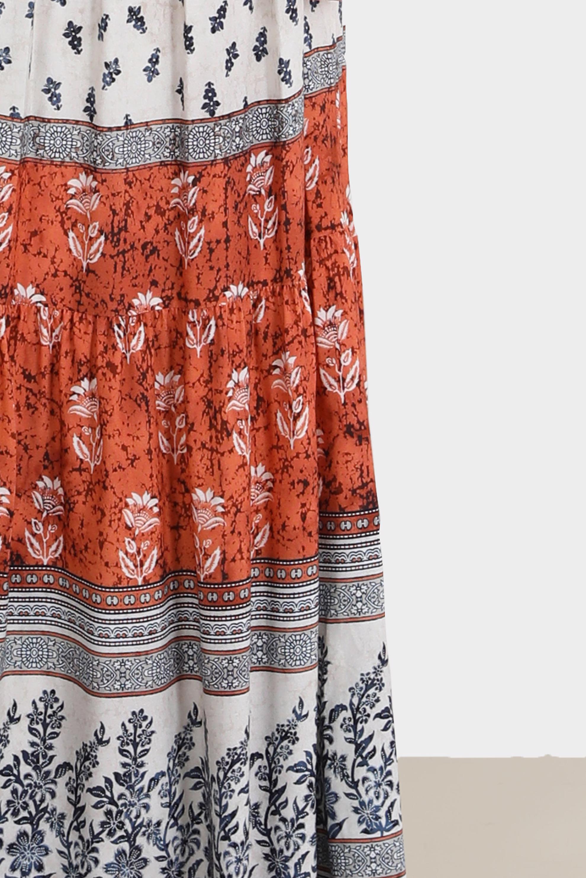 Tesettür giyim TABA ETNİK DESENLİ İKİLİ ETEKLİ TAKIM 42643 