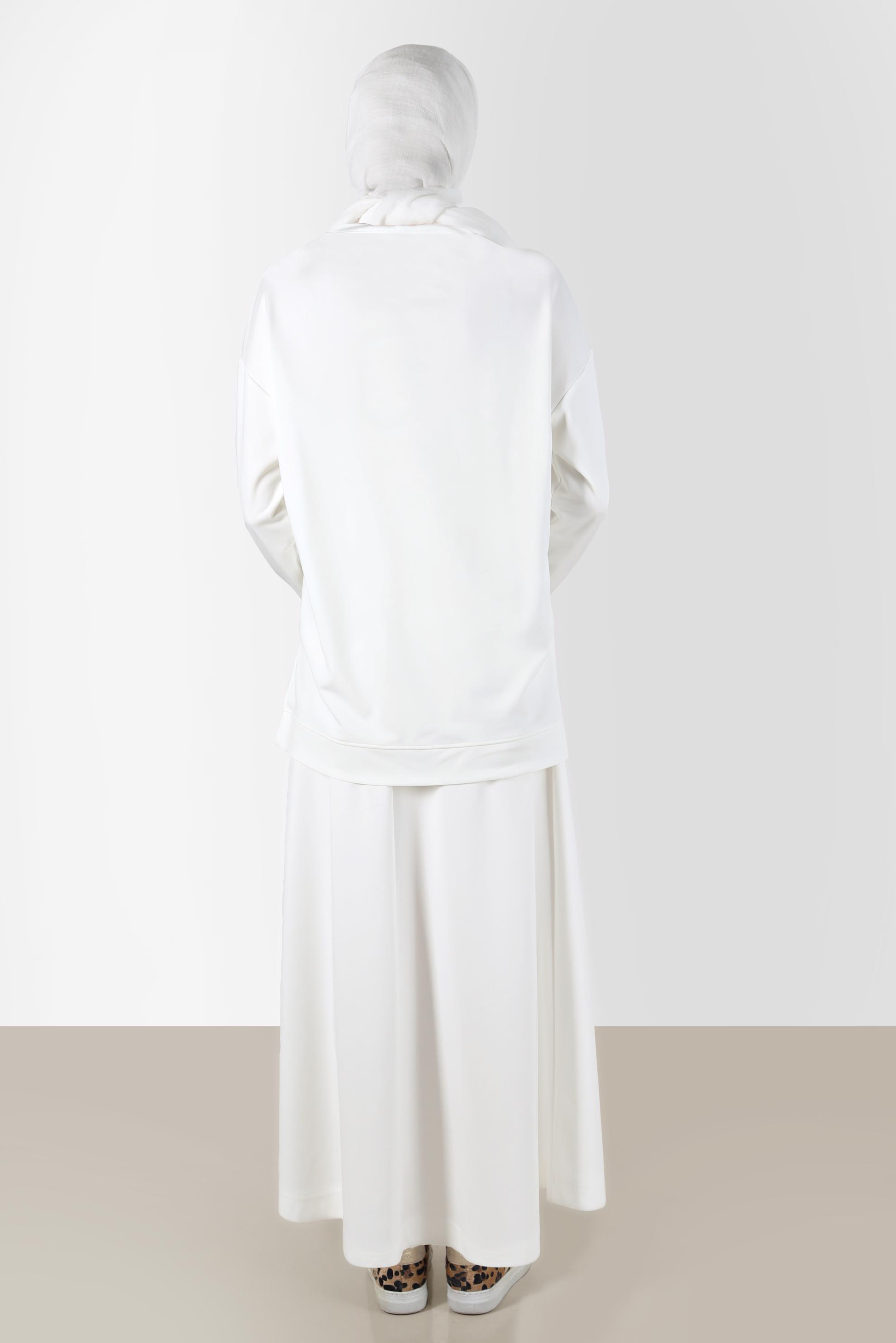 Hijab clothing WHITE SLOGAN PRINT 2-PIECE SKIRTED SUIT 42657 