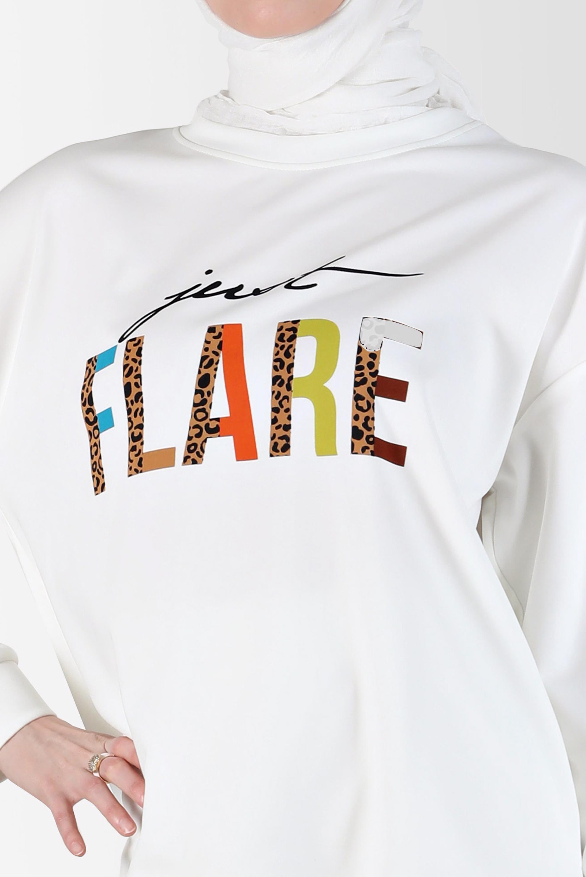 Hijab clothing WHITE SLOGAN PRINT 2-PIECE SKIRTED SUIT 42657 