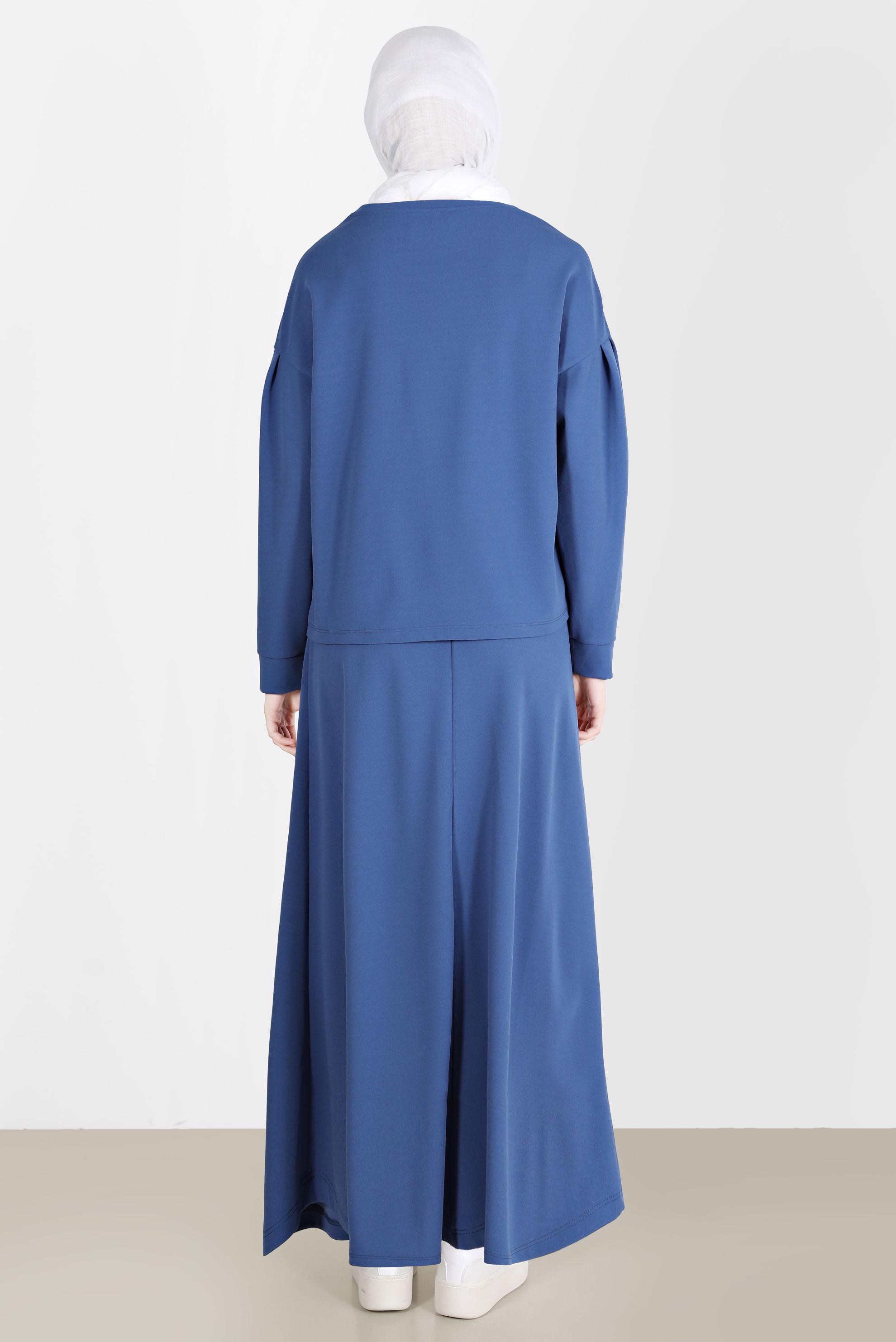 Tesettür giyim LACİVERT TAŞLI CEP DETAYLI İKİLİ ETEKLİ TAKIM 42658 