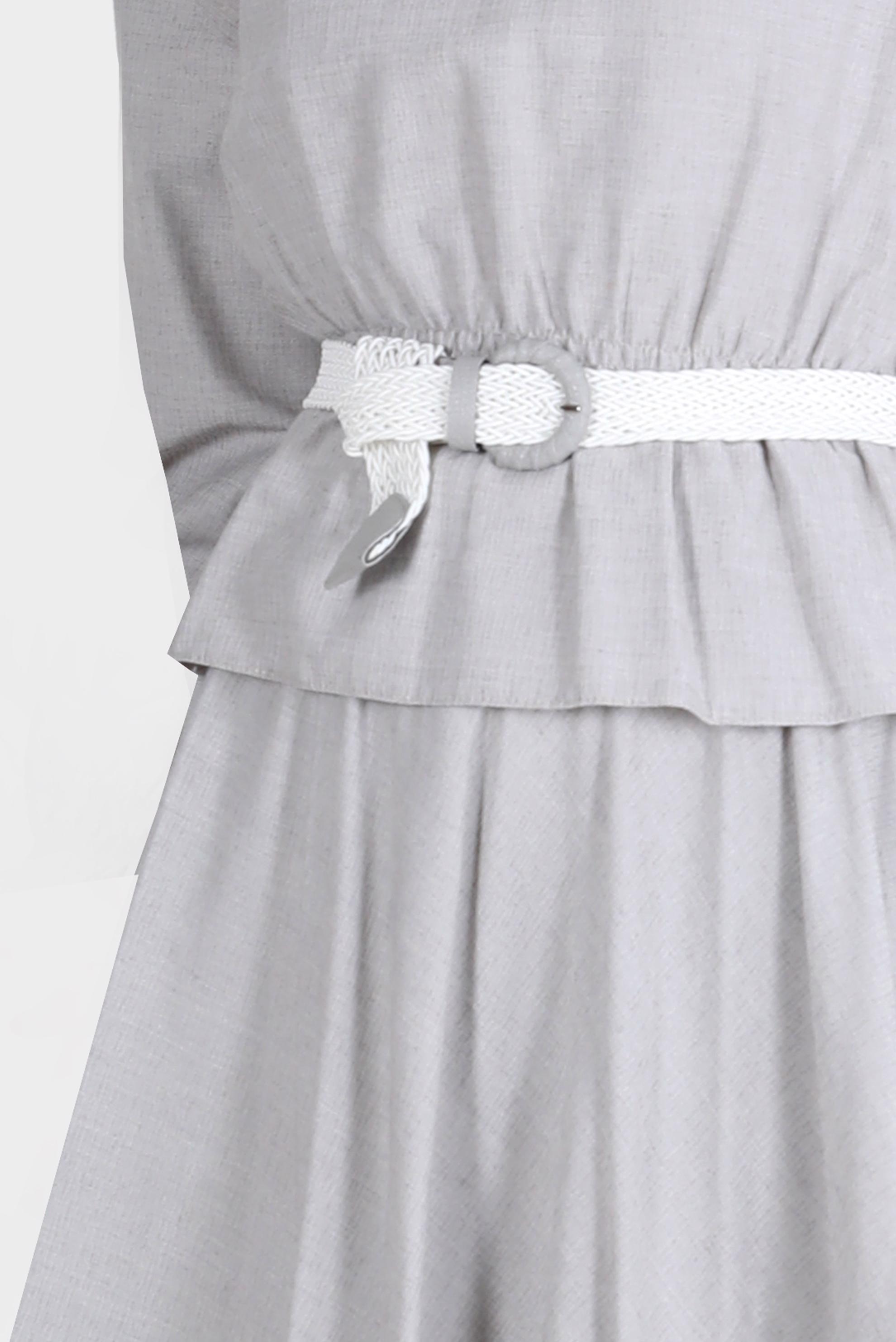 Tesettür giyim GRİ BELİ VE MANŞETLERİ LASTİKLİ İKİLİ ETEKLİ TAKIM 42668 