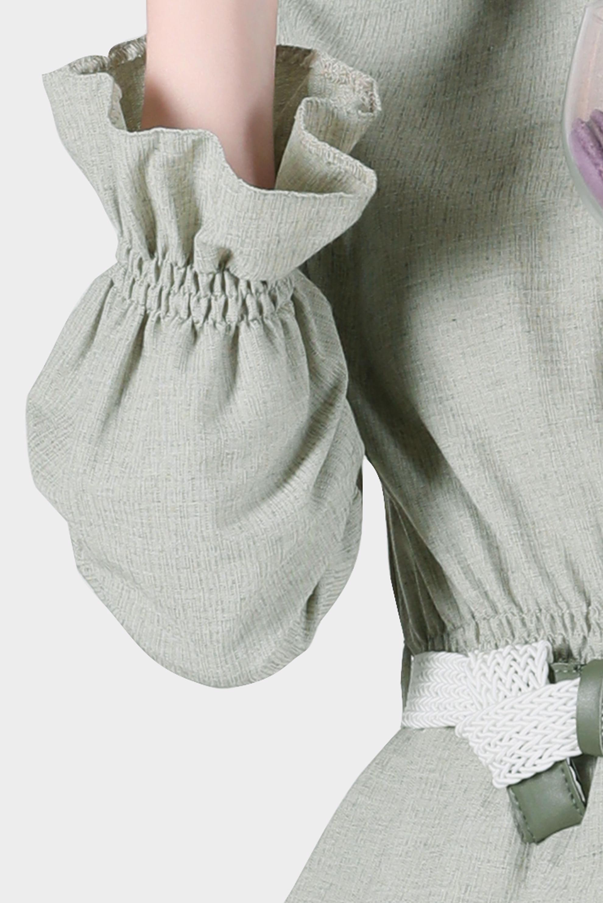 Tesettür giyim HAKİ BELİ VE MANŞETLERİ LASTİKLİ İKİLİ ETEKLİ TAKIM 42668 