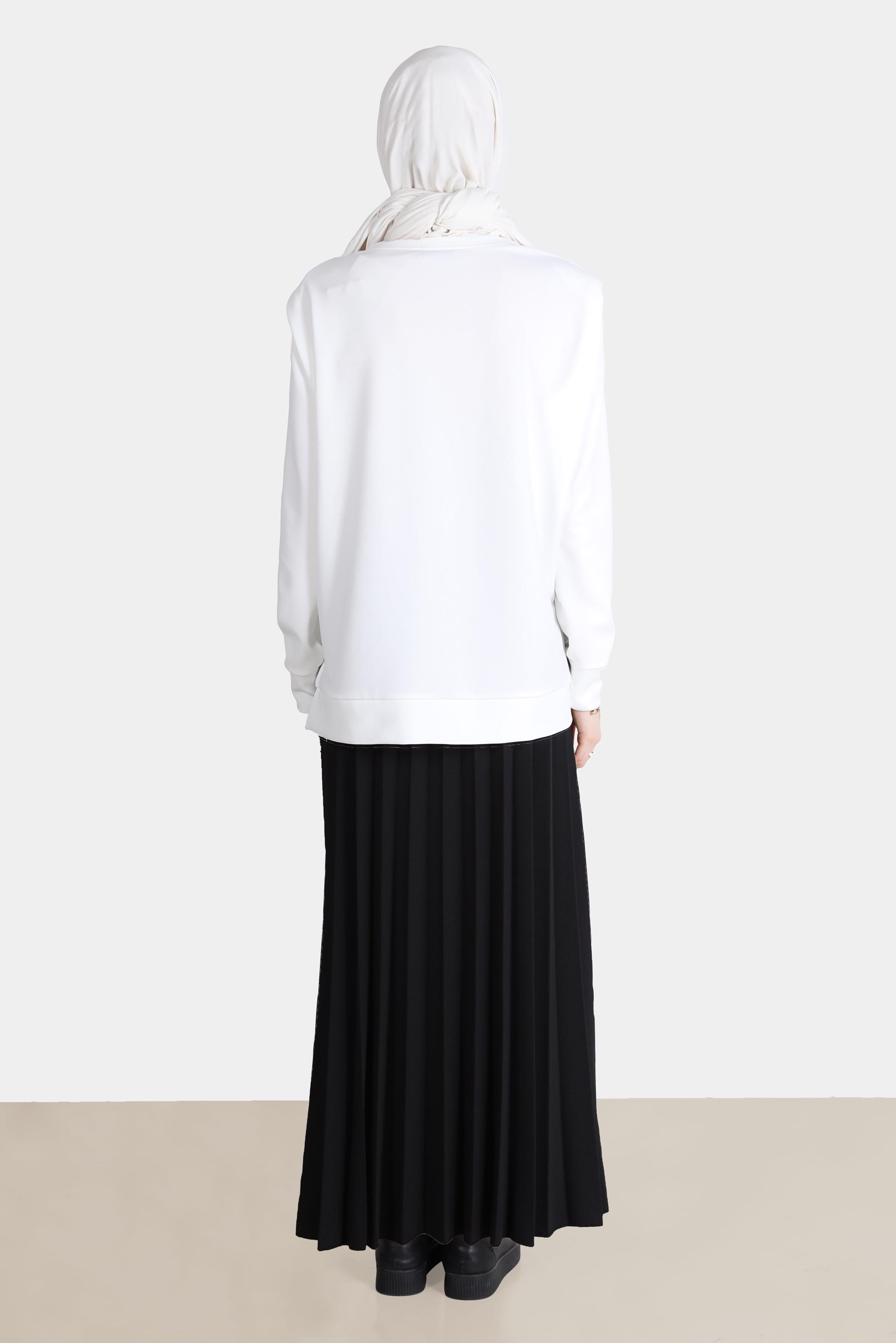 Tesettür giyim SİYAH BASKI DETAYLI İKİLİ ETEKLİ TAKIM 42674 