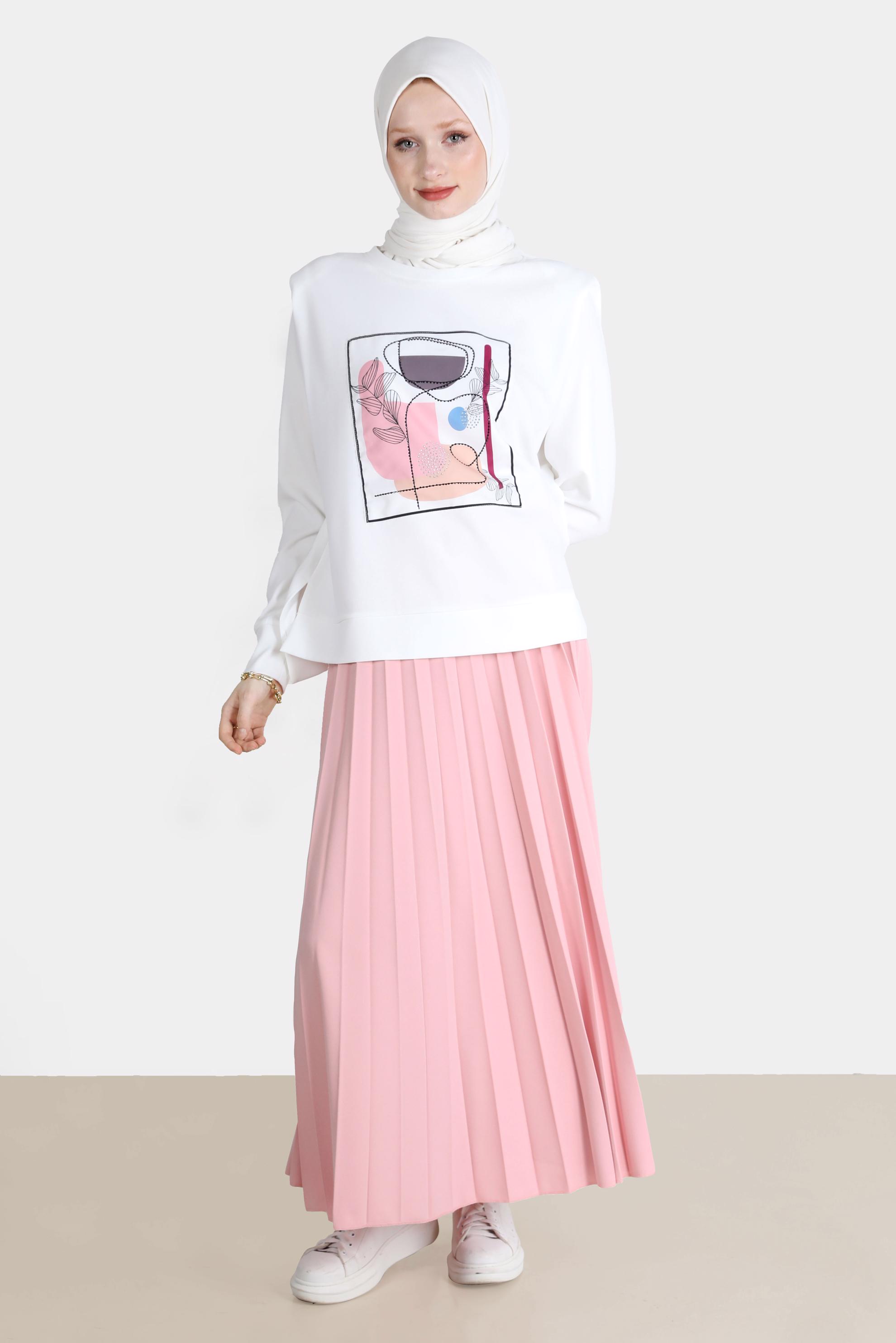 Vêtements hijab POUDRE COSTUME JUPE 2 PIÈCES IMPRIMÉ 42674